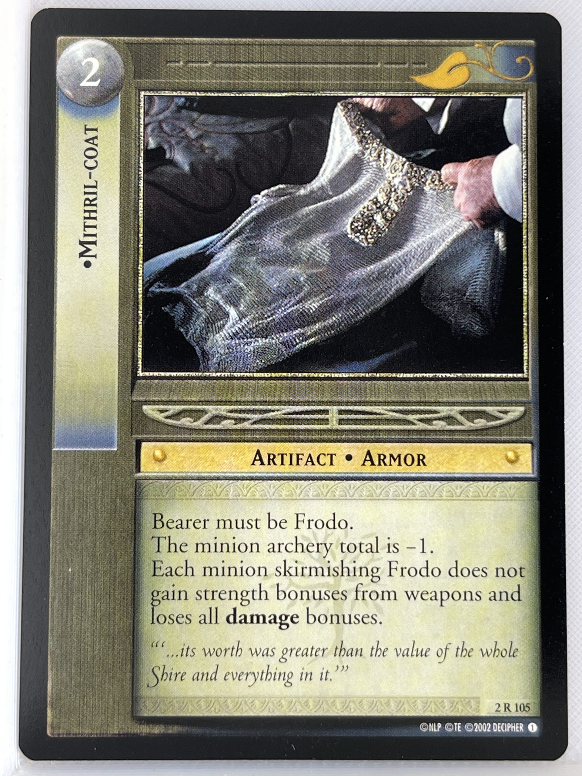 LORD OF THE RINGS TCG MINES OF MORIA RARE CARD 2R105 MITHRIL COAT lp