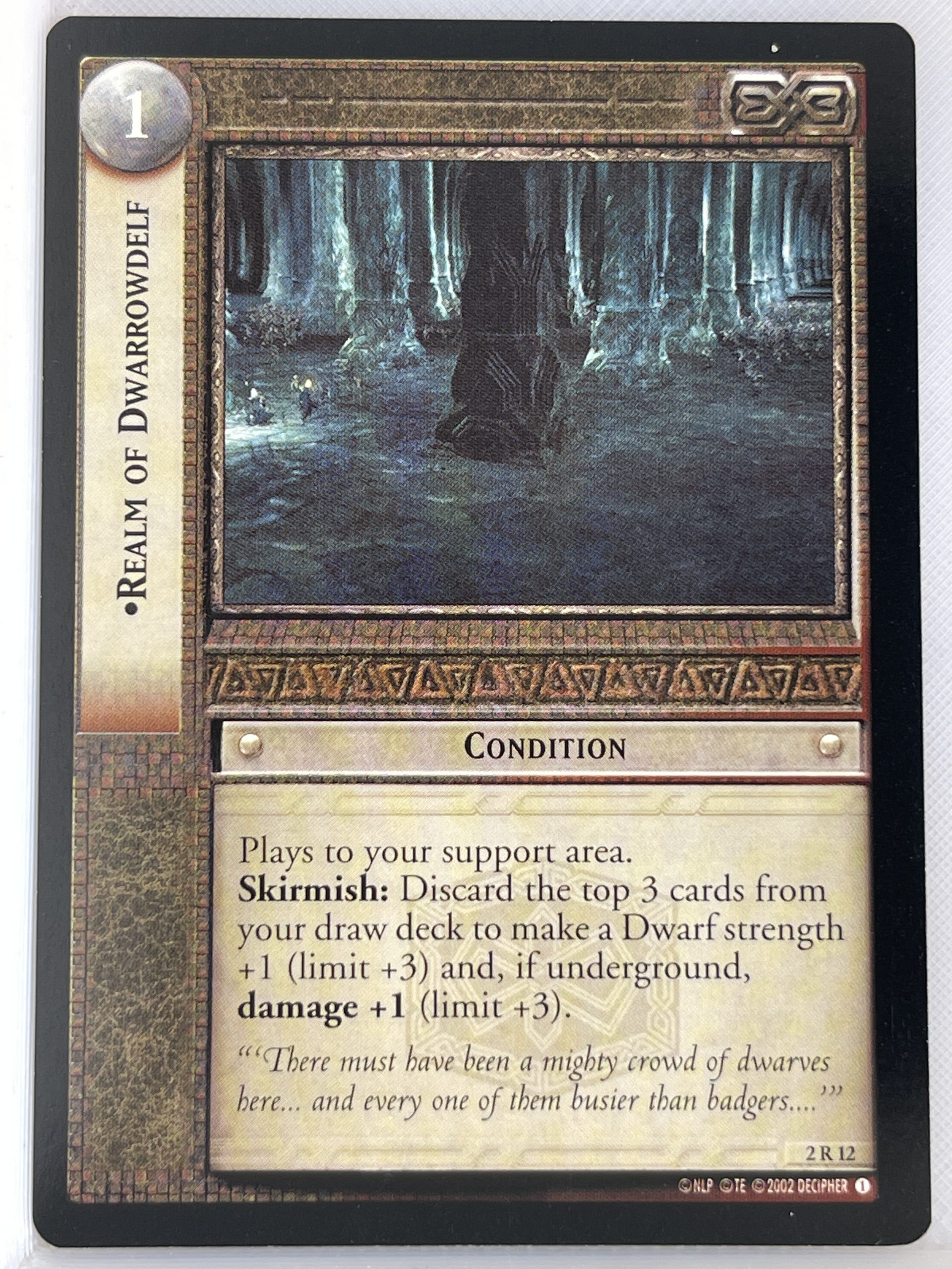 LORD OF THE RINGS TCG MINES OF MORIA RARE CARD 2R12 REALM OF DWARROWDELF ex