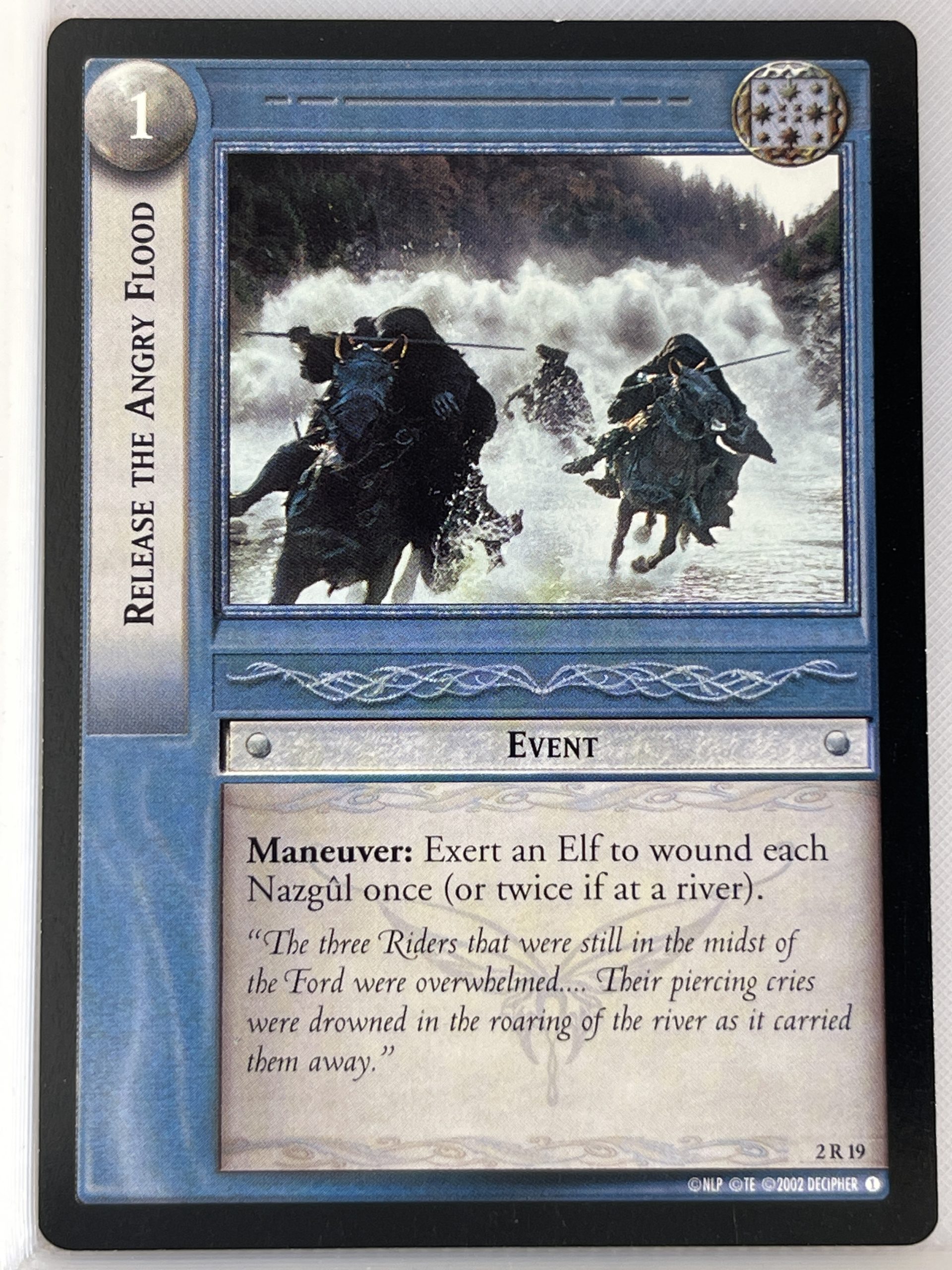 LORD OF THE RINGS TCG MINES OF MORIA RARE CARD 2R19 RELEASE THE ANGRY FLOOD lp