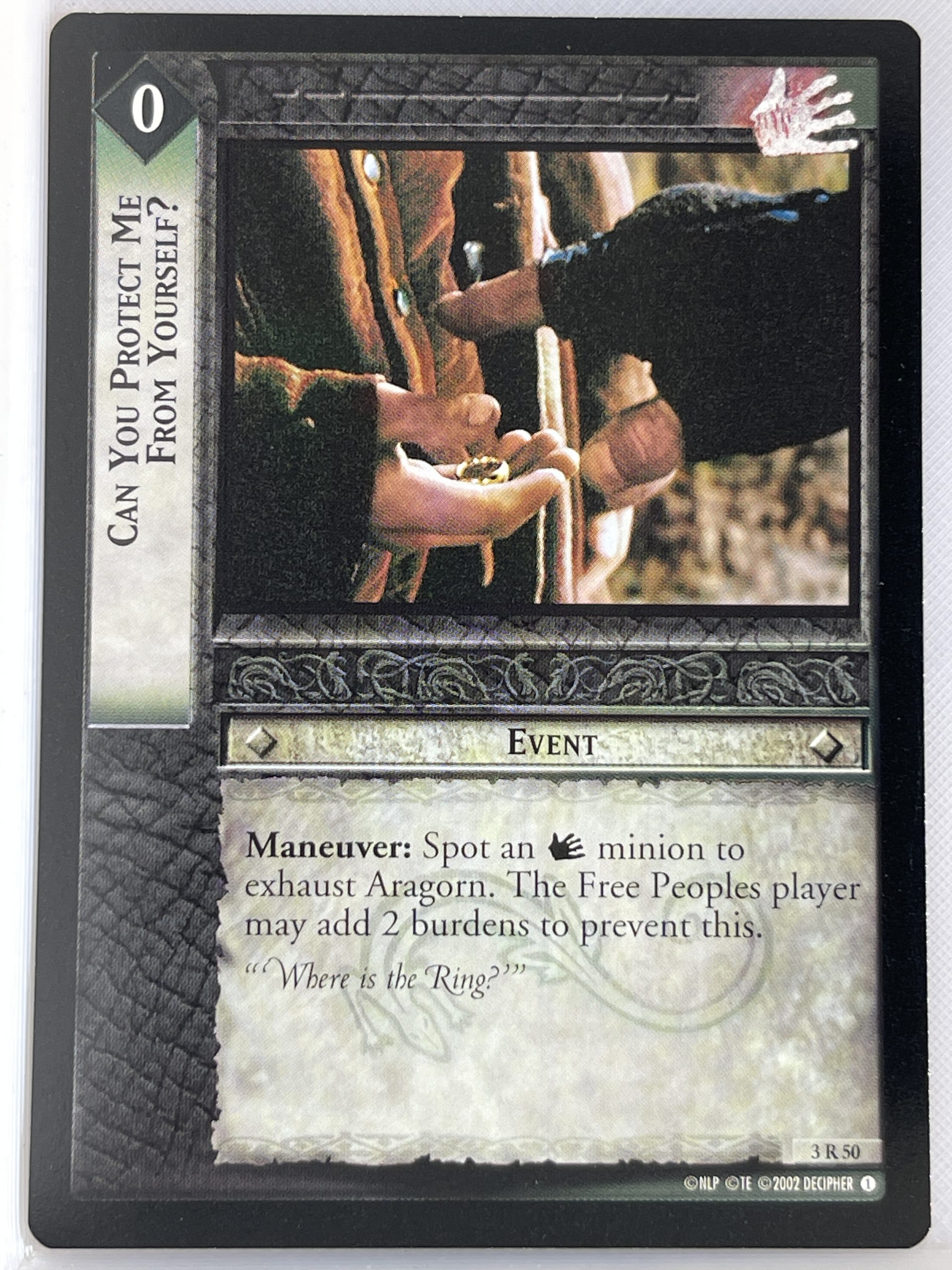 LORD OF THE RINGS TCG REALMS OF THE ELF LORDS RARE 3R50 CAN YOU PROTECT ME FROM YOURSELF ? ex