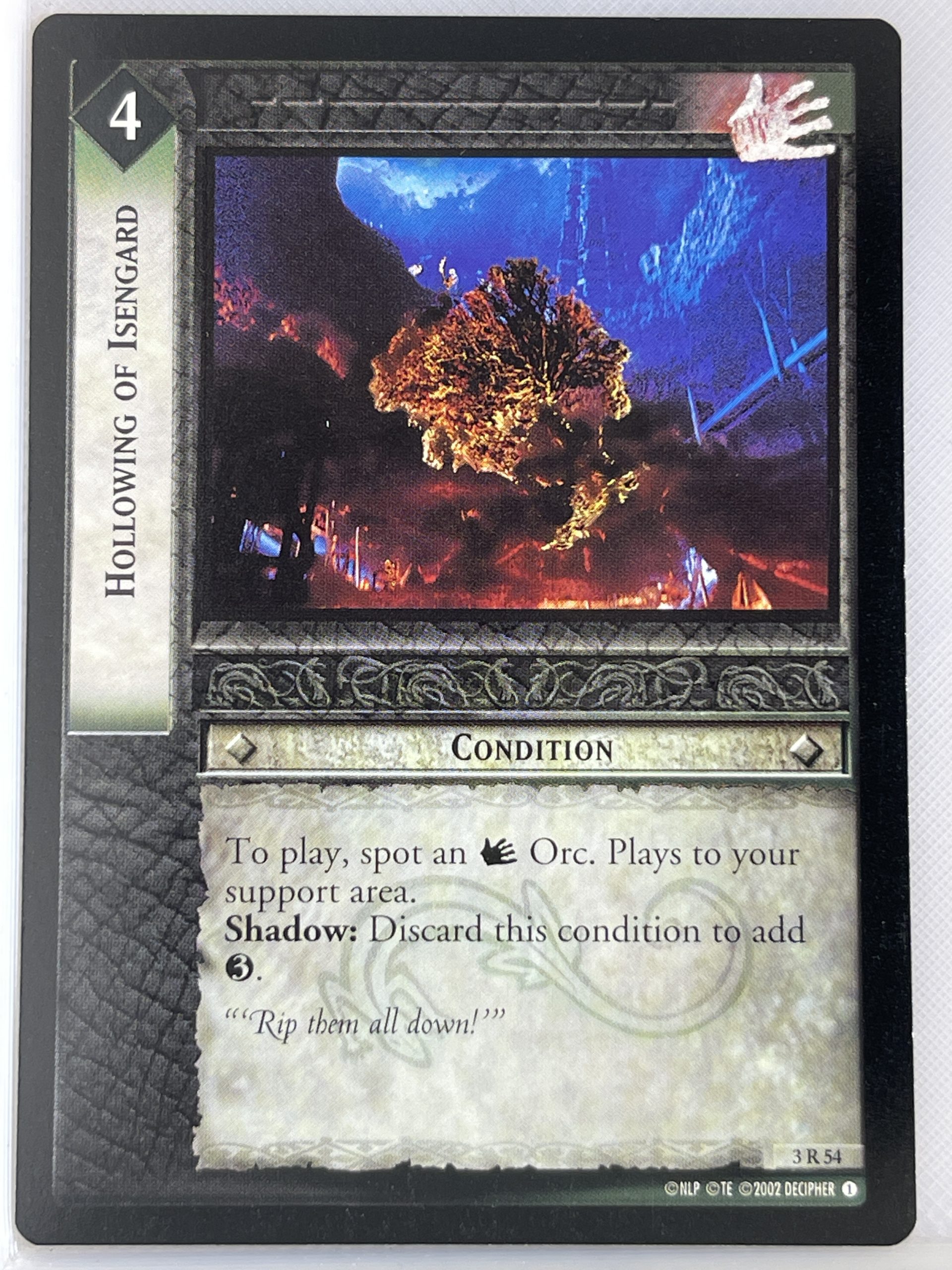 LORD OF THE RINGS TCG REALMS OF THE ELF LORDS RARE 3R54 HOLLOWING OF ISENGARD ex