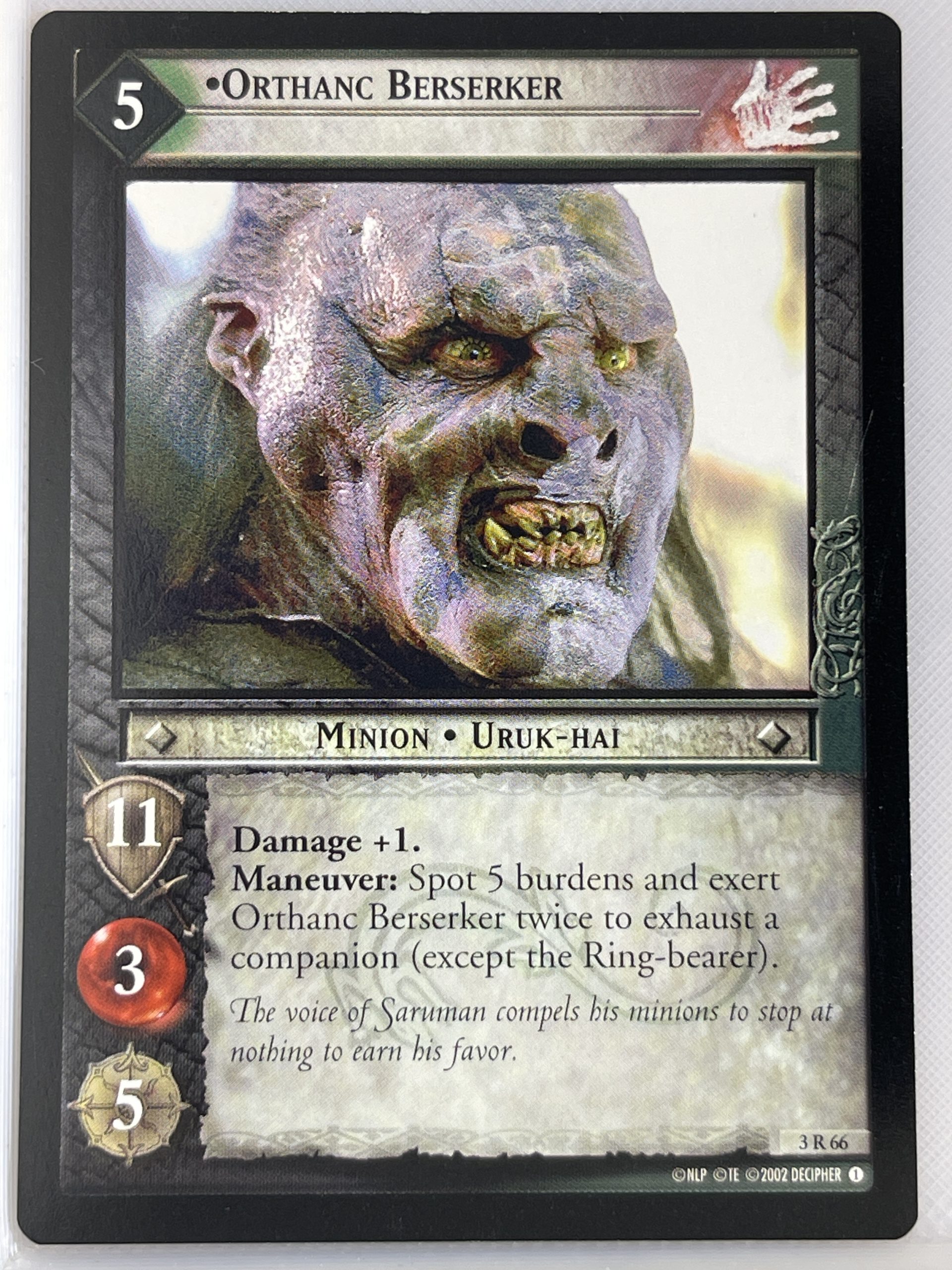 LORD OF THE RINGS TCG REALMS OF THE ELF LORDS RARE 3R66 ORTHANC BERSERKER ex