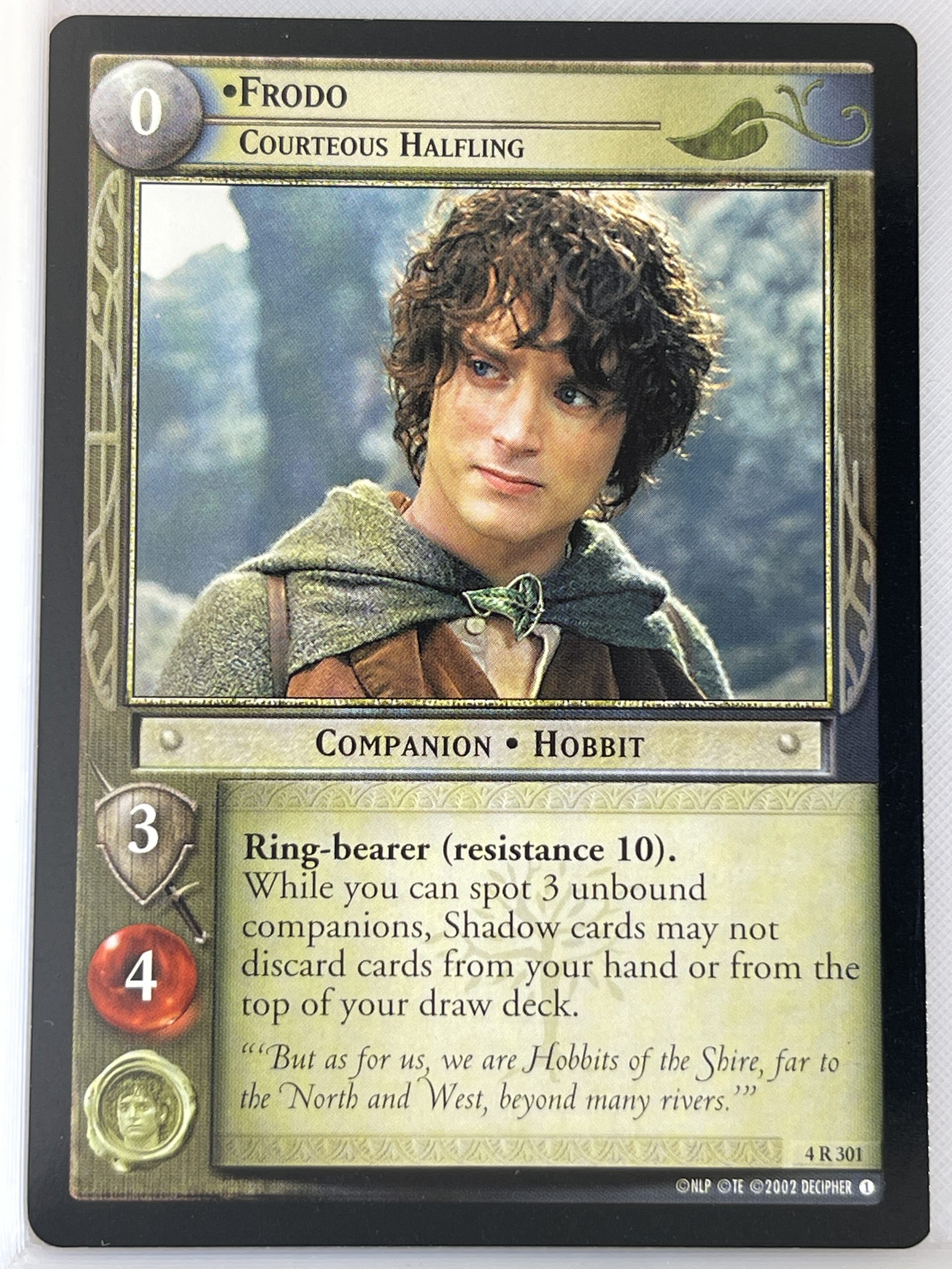 LORD OF THE RINGS TCG TWO TOWERS RARE CARD 4R301 FRODO COURTEOUS ...