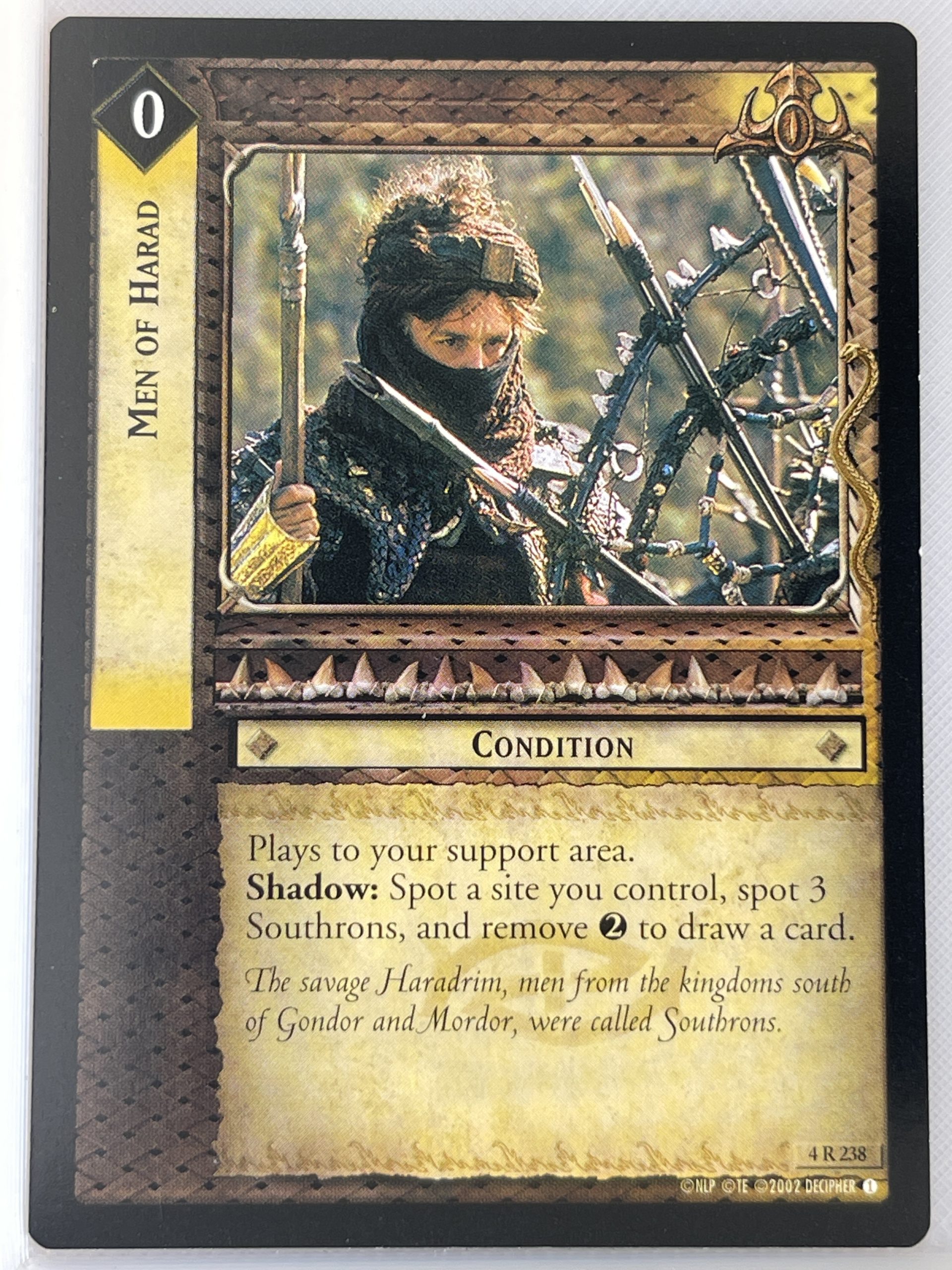 LORD OF THE RINGS TCG TWO TOWERS RARE CARD 4R238 MEN OF HARAD ex