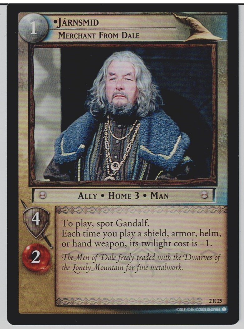LORD OF THE RINGS TCG MINES OF MORIA RARE CARD 2R25 JARNSMID ex