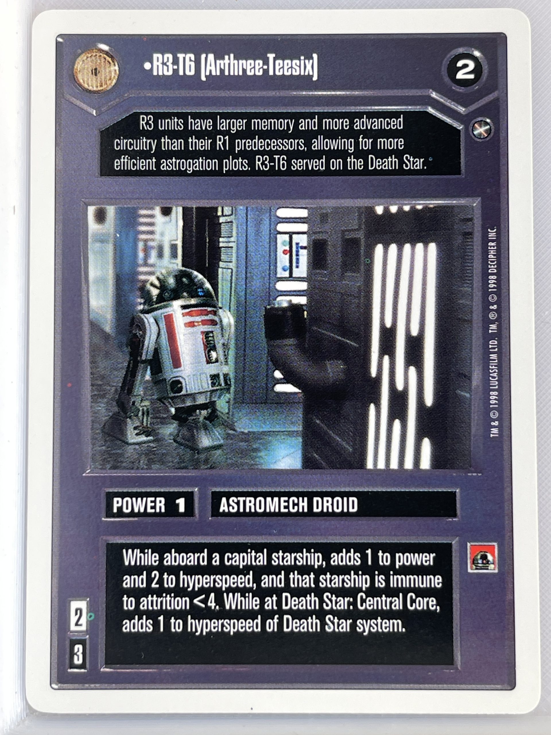 STAR WARS CCG A NEW HOPE WHITE BORDER R3-T6 ex