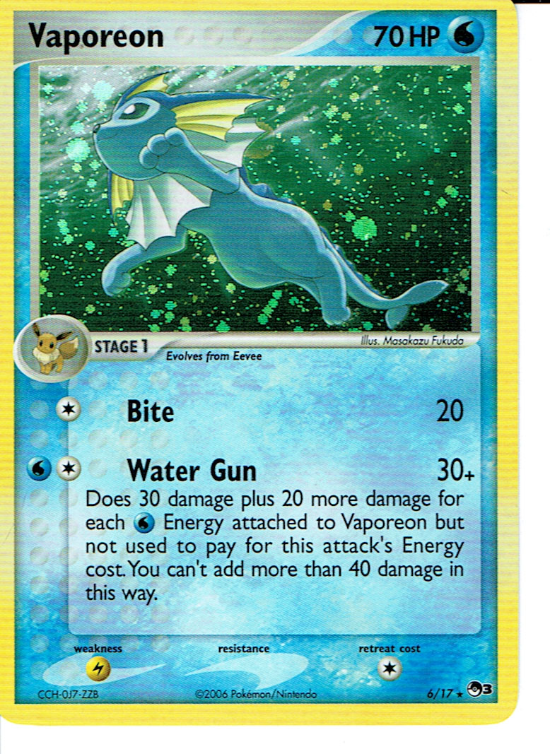POKEMON HOLO PROMO CARD 6/17 VAPOREON ex