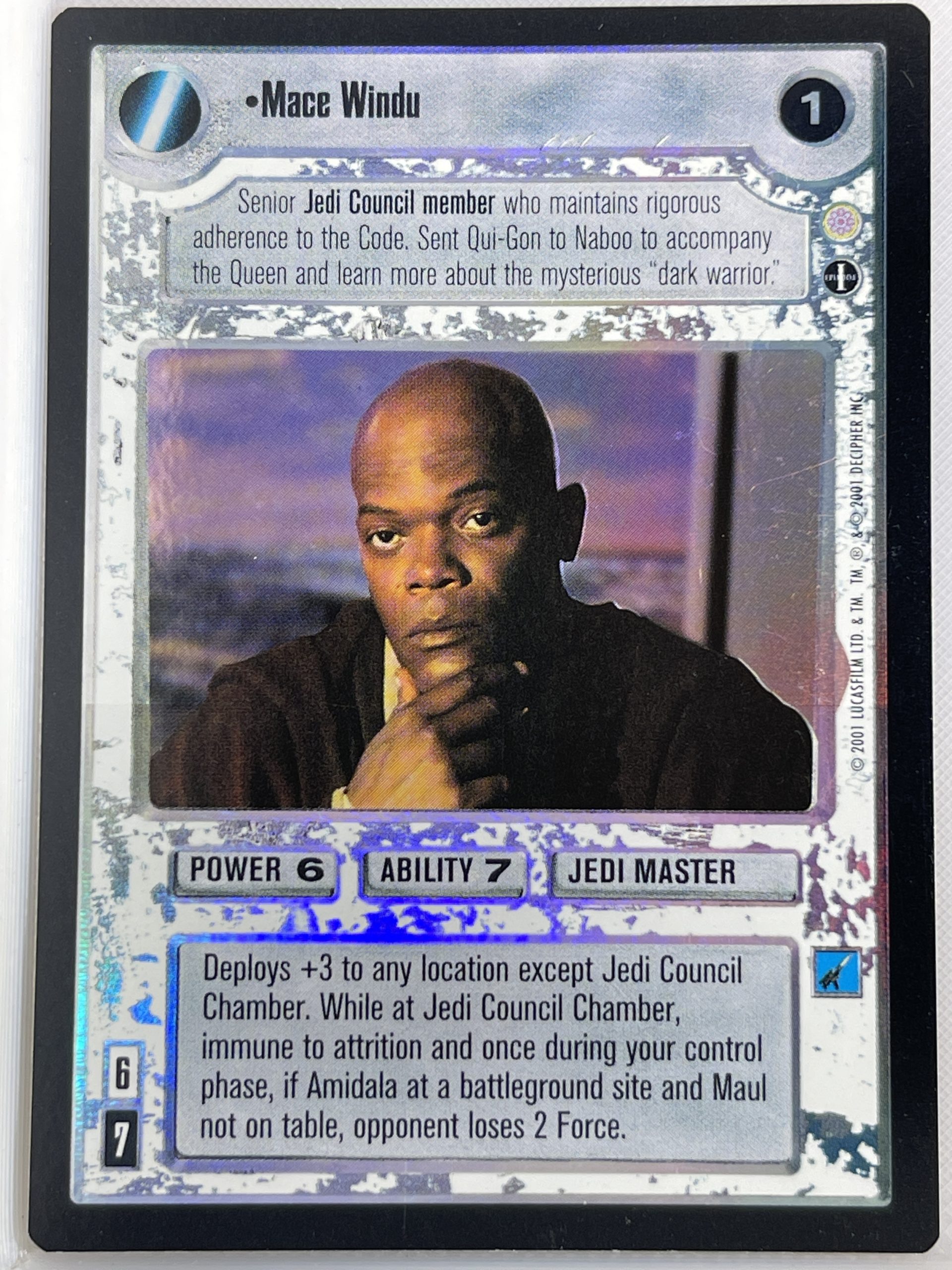 STAR WARS CCG REFLECTIONS III SRF LIGHT SIDE FOIL MACE WINDU ex