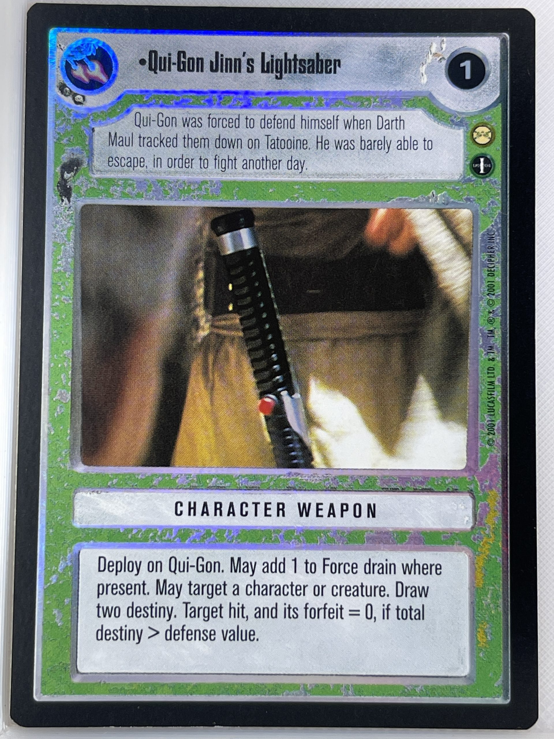STAR WARS CCG REFLECTIONS III SRF LIGHT SIDE FOIL QUI-GON JINN'S LIGHTSABER ex