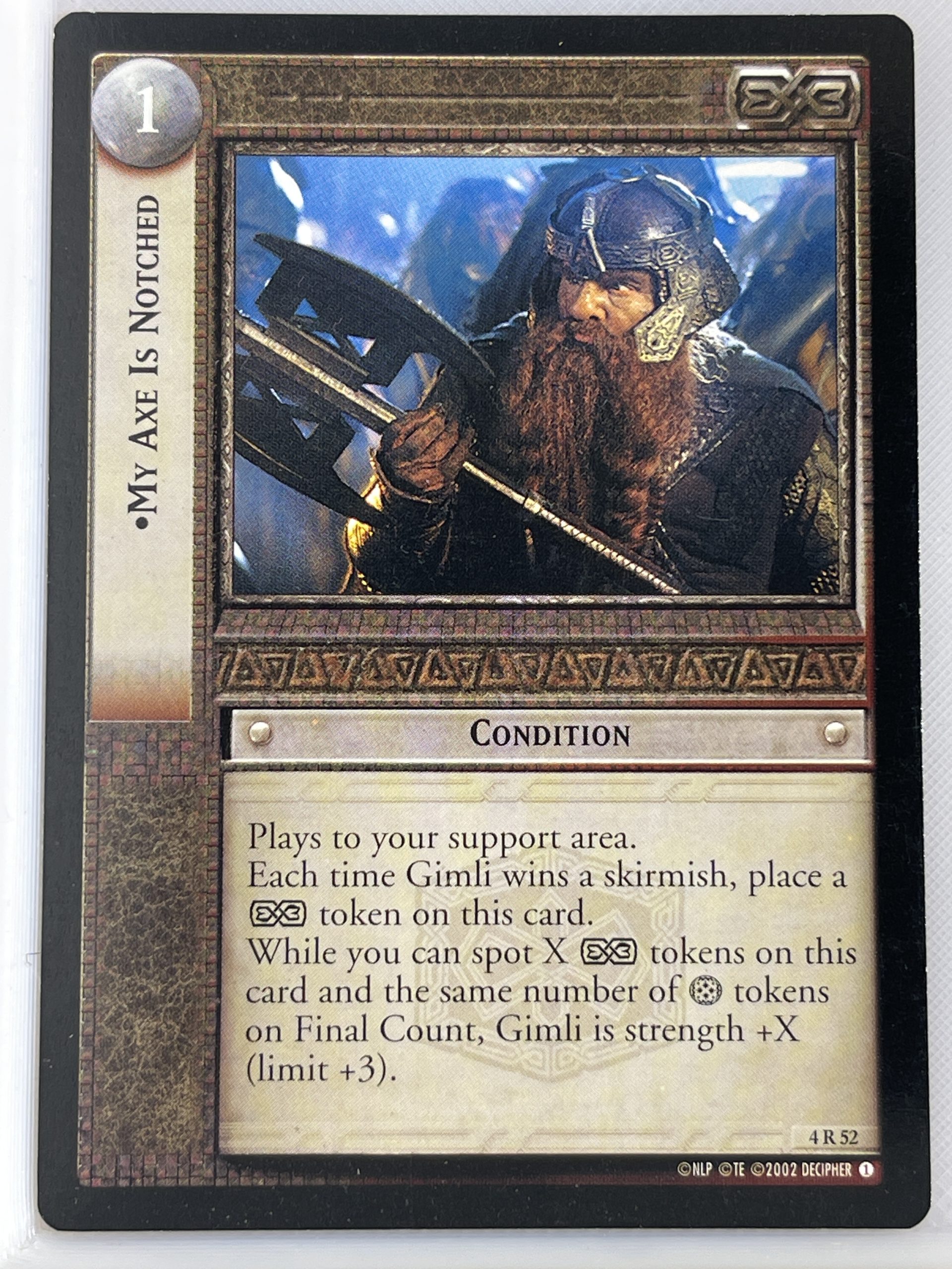 LORD OF THE RINGS TCG TWO TOWERS RARE CARD 4R52 MY AXE IS NOTCHED lp