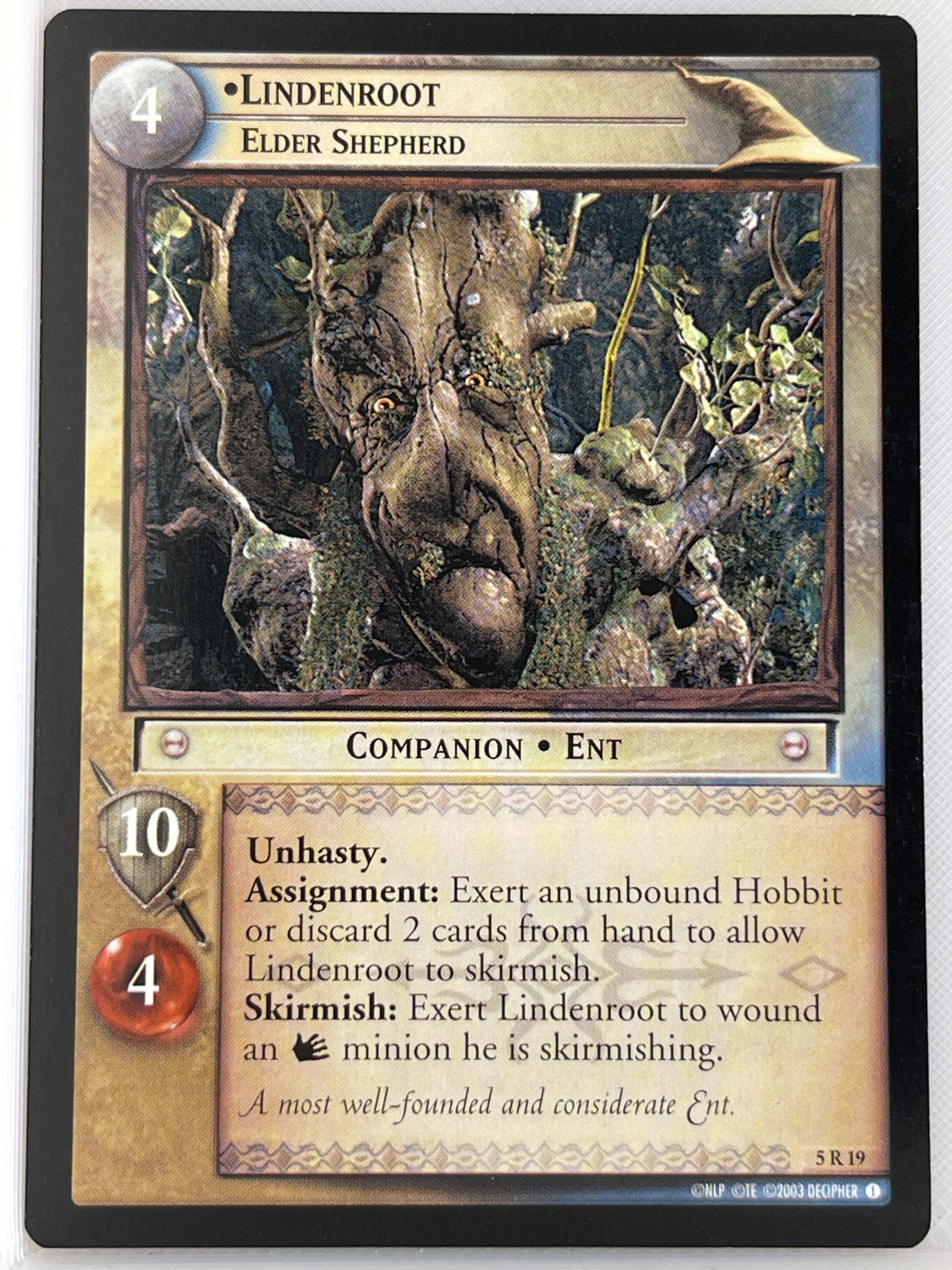 LORD OF THE RINGS TCG HELM'S DEEP RARE CARD 5R19 LINDENROOT lp