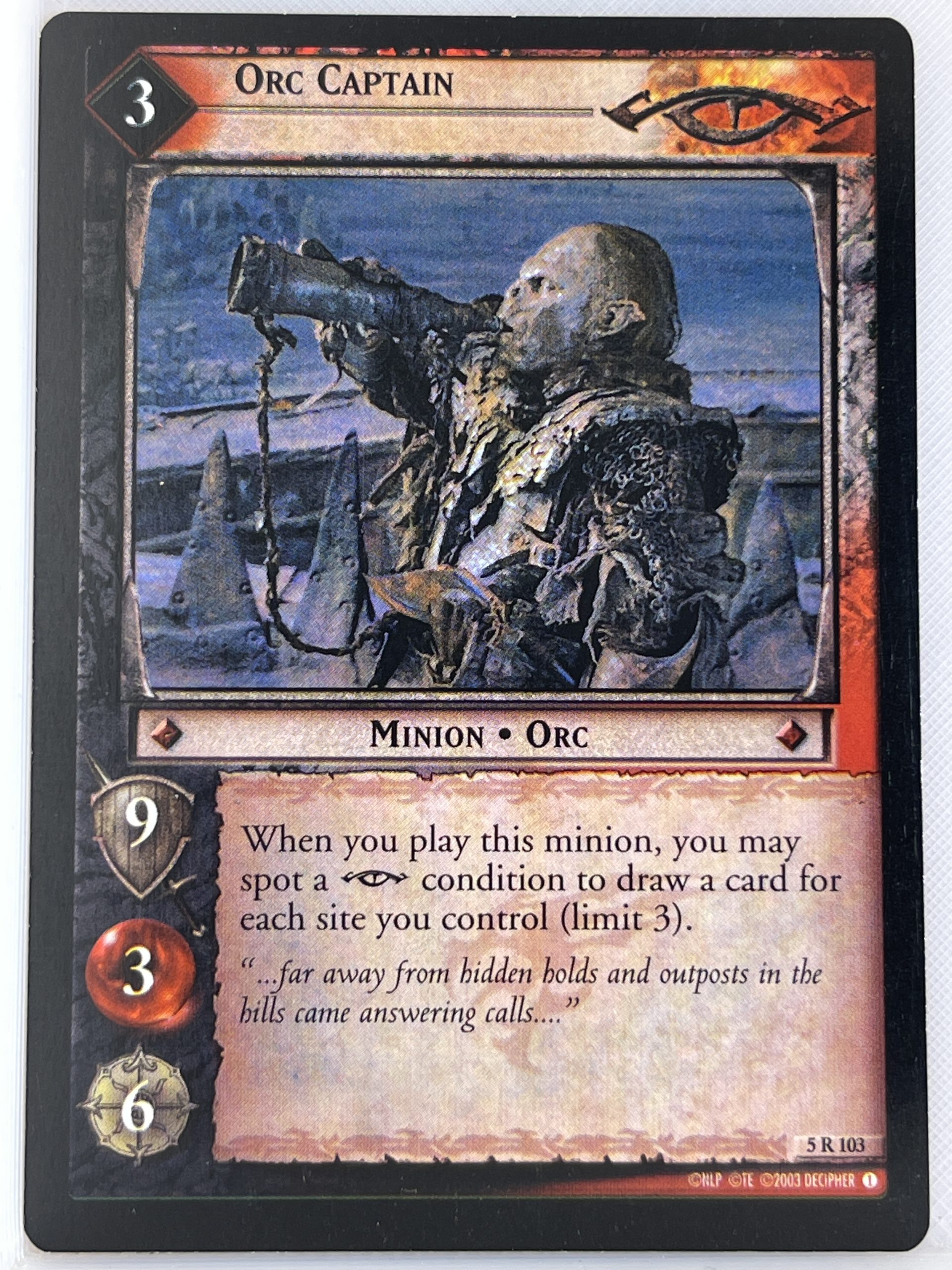 LORD OF THE RINGS TCG HELM'S DEEP RARE CARD 5R103 ORC CAPTAIN lp