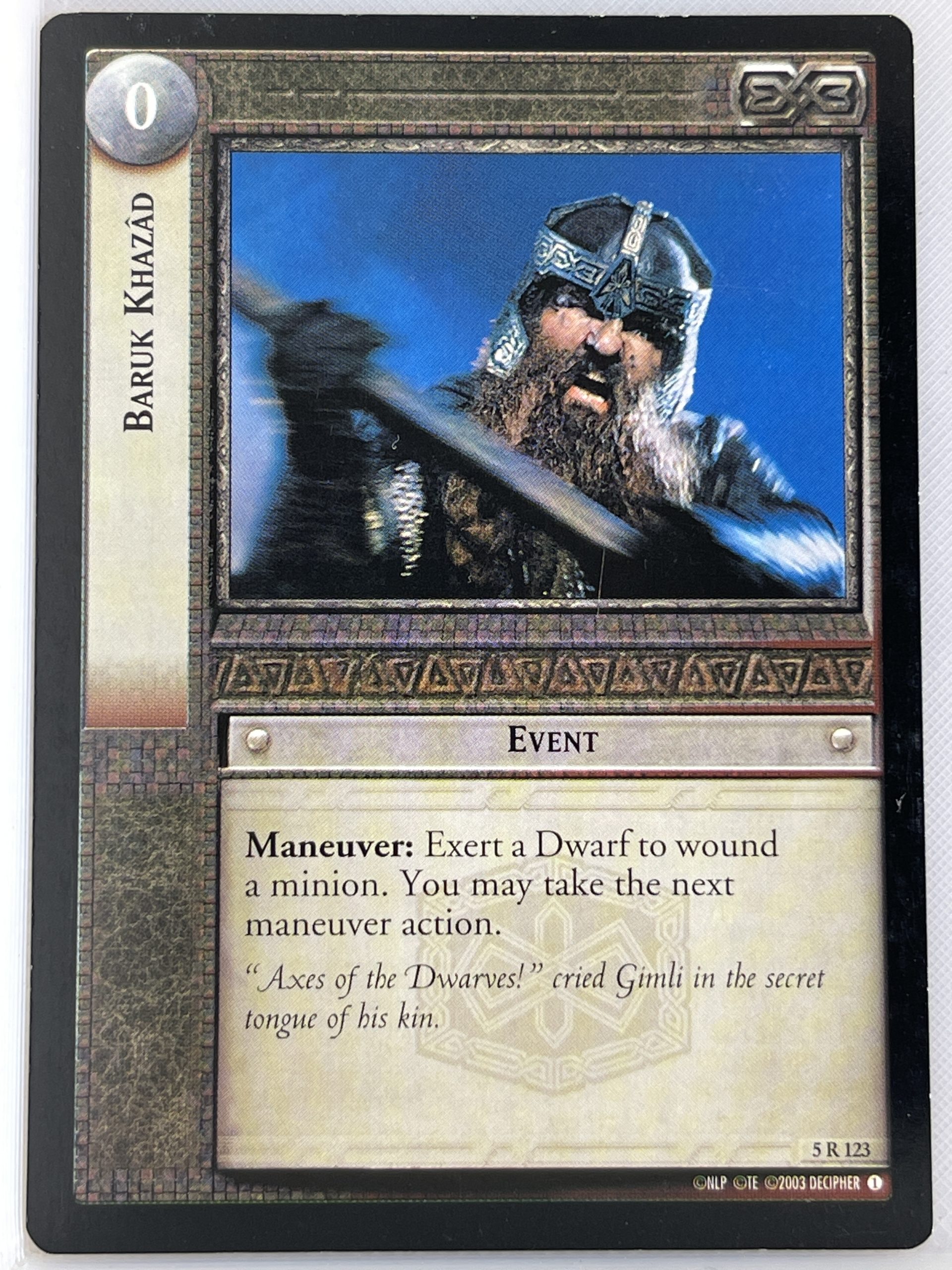 LORD OF THE RINGS TCG HELM'S DEEP RARE CARD 5R123 BARUK KHAZAD lp