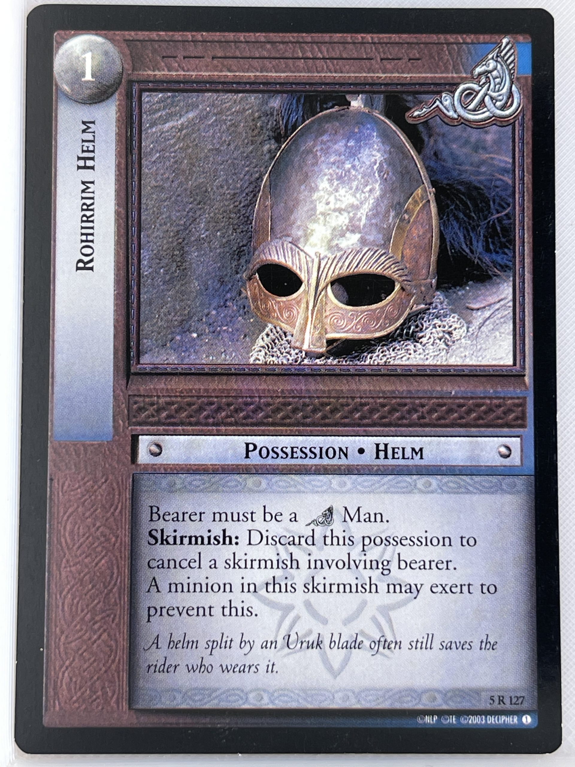 LORD OF THE RINGS TCG HELM'S DEEP RARE CARD 5R127 ROHIRRIM HELM lp
