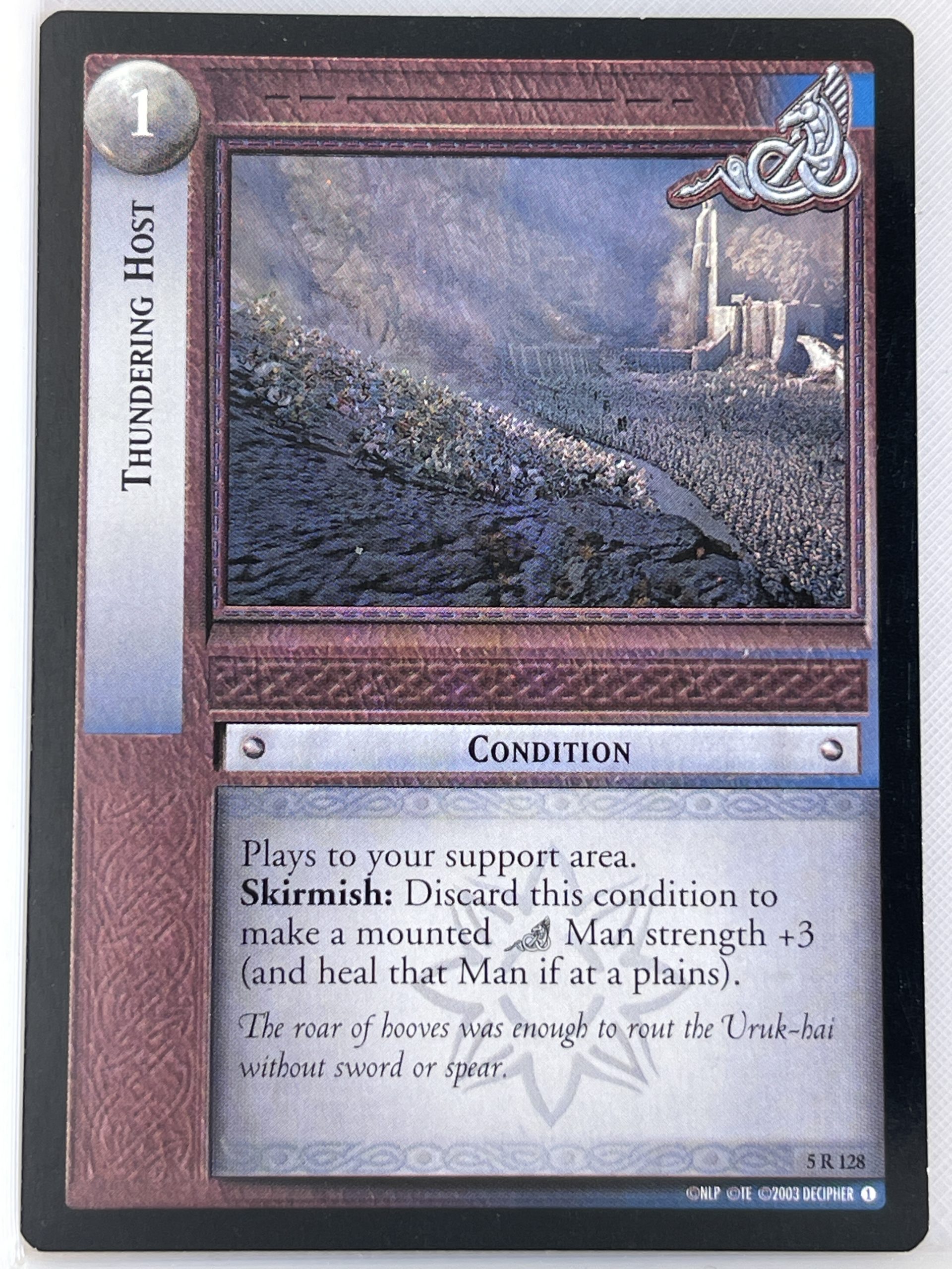 LORD OF THE RINGS TCG HELM'S DEEP RARE CARD 5R128 THUNDERING HOST lp