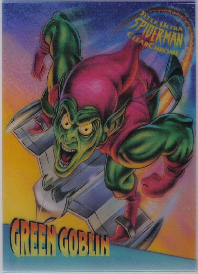 SPIDERMAN FLEER ULTRA 95 CLEARCHROME CARD CC2 GREEN GOBLIN