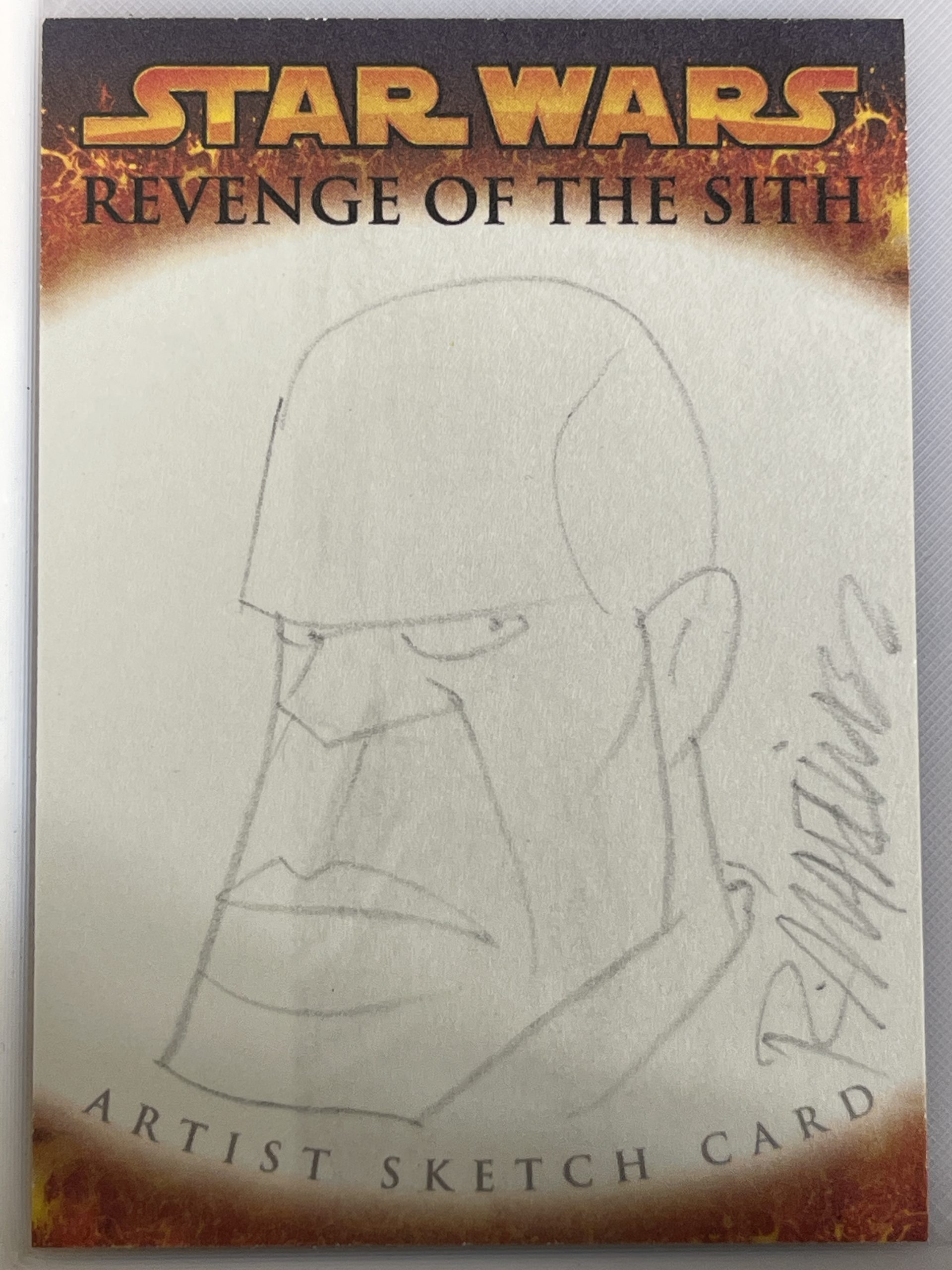 STAR WARS REVENGE OF THE SITH MACE WINDU SKETCH CARD BY RANDY MARTINEZ