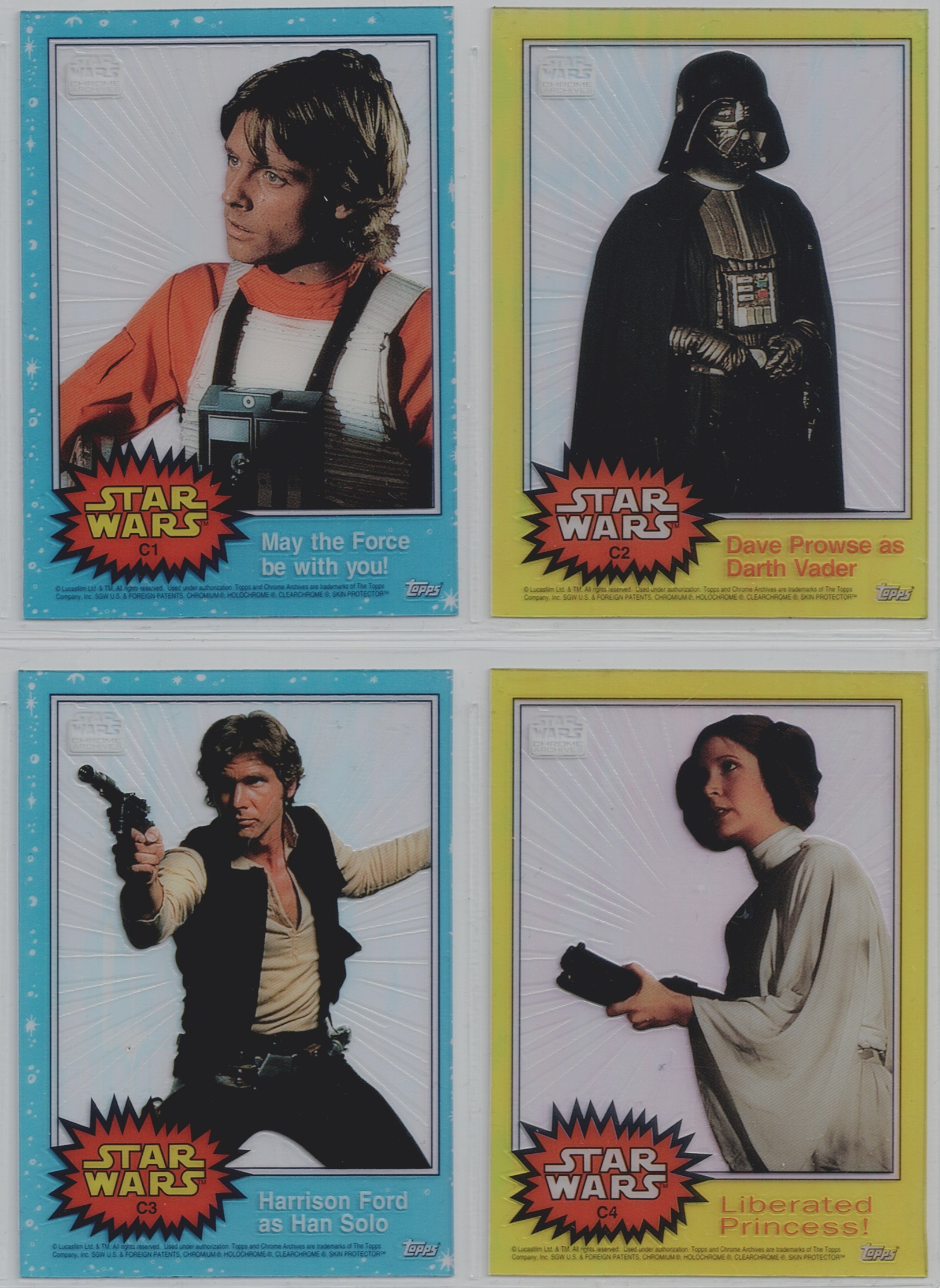 STAR WARS CHROME ARCHIVES SET OF 4 CLEARZONE CARDS