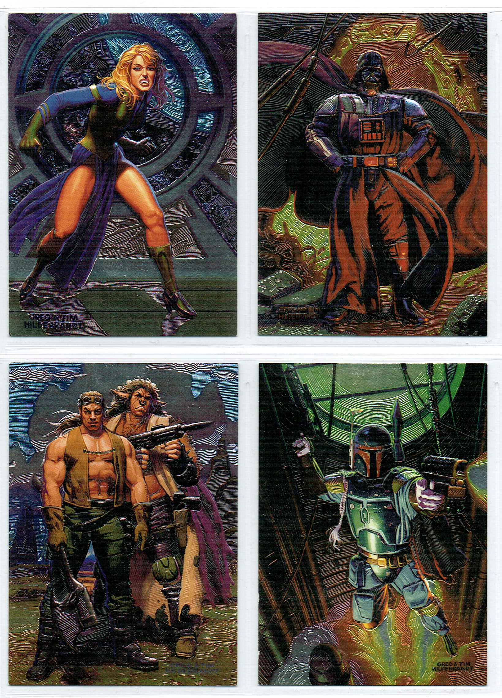 STAR WARS SHADOWS OF THE EMPIRE SET OF 4 EMBOSSED FOIL CARDS