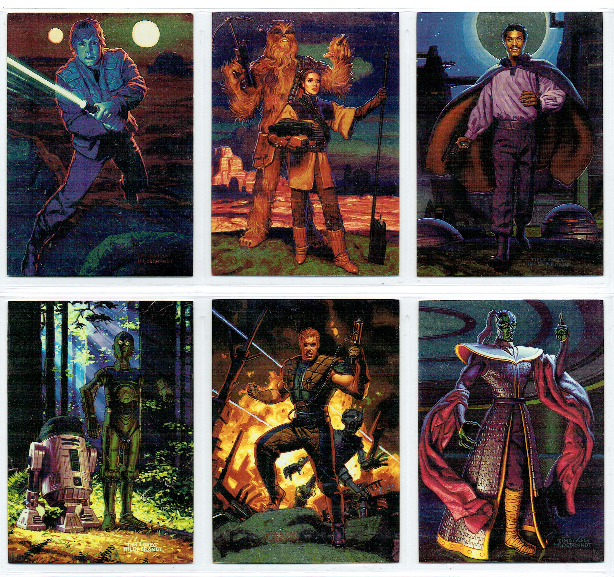 STAR WARS SHADOWS OF THE EMPIRE SET OF 6 ETCHED FOIL CARDS