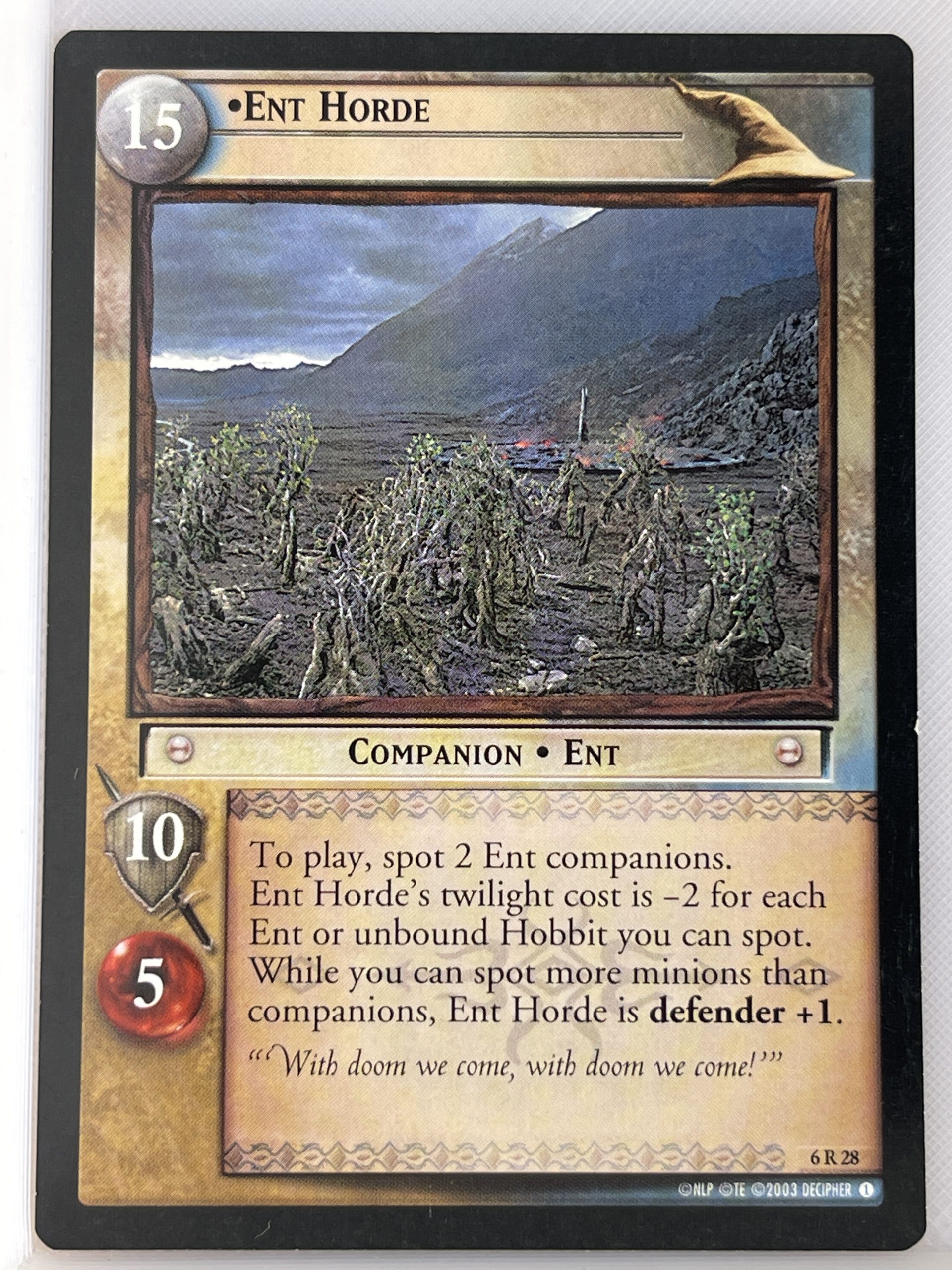 LORD OF THE RINGS TCG ENTS OF FANGORN RARE CARD 6R28 ENT HORDE lp