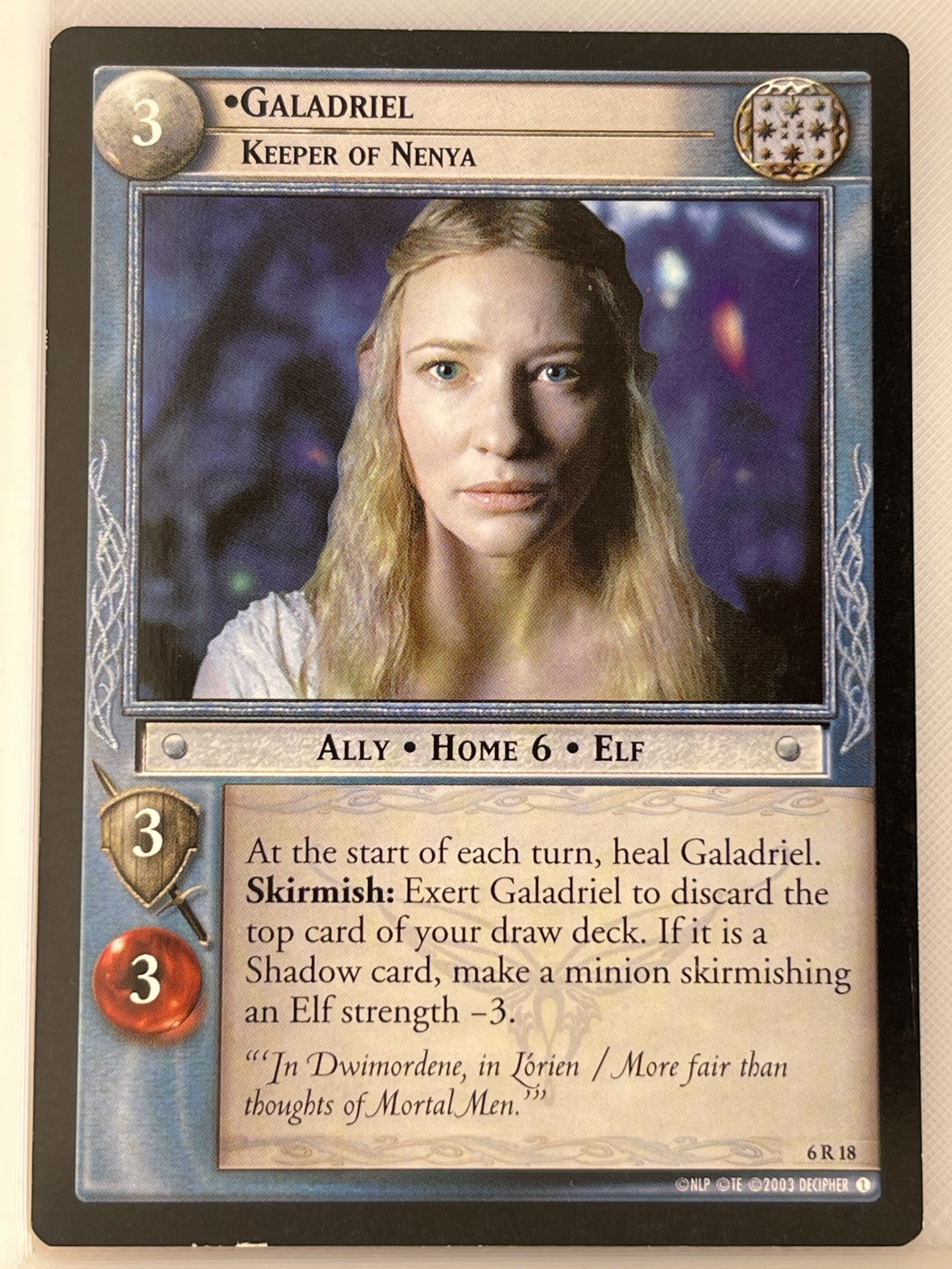 LORD OF THE RINGS TCG ENTS OF FANGORN RARE CARD 6R18 GALADRIEL KEEPER OF NENYA lp