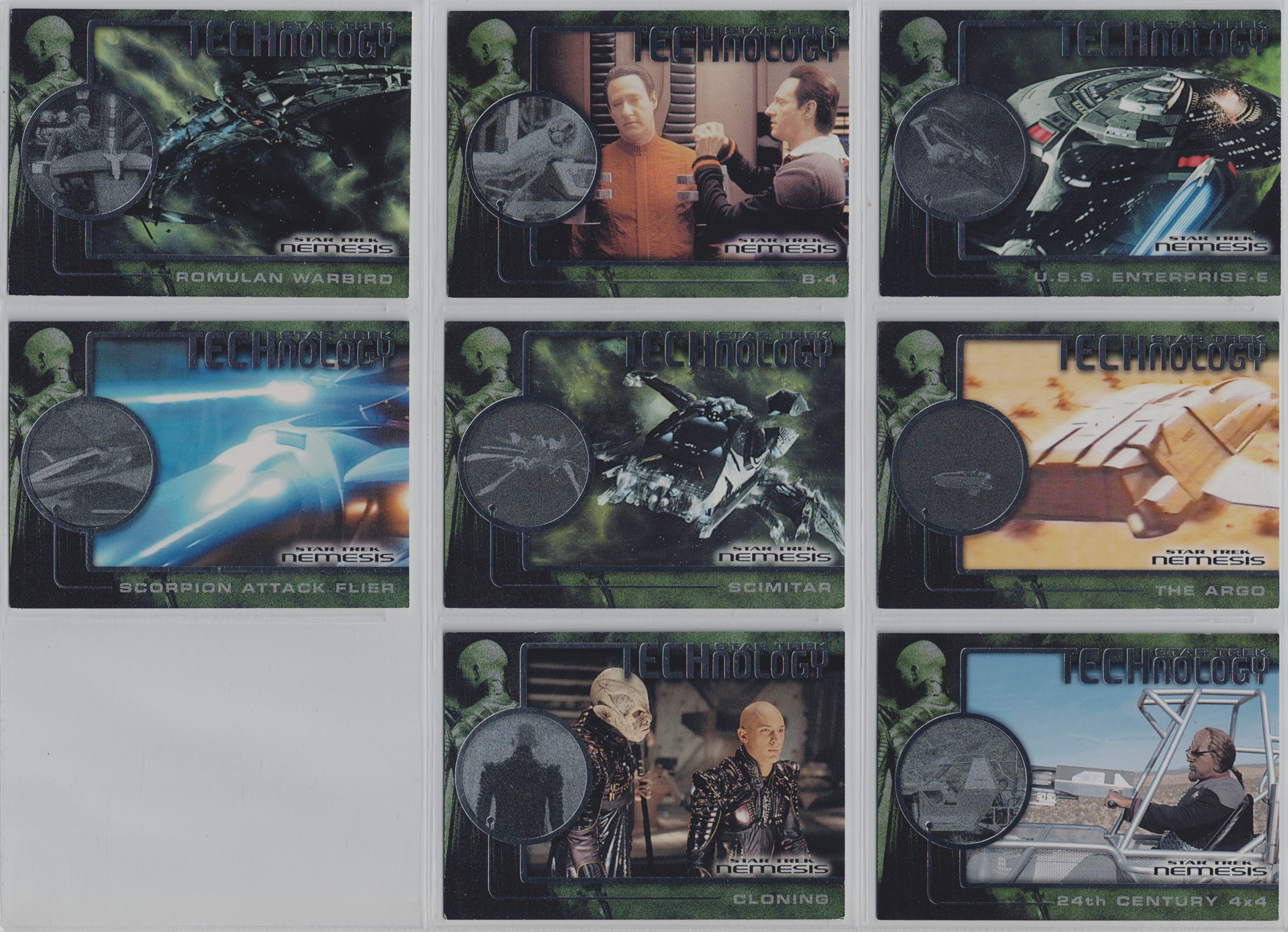 STAR TREK NEMESIS SET OF TECHNOLOGY CARDS