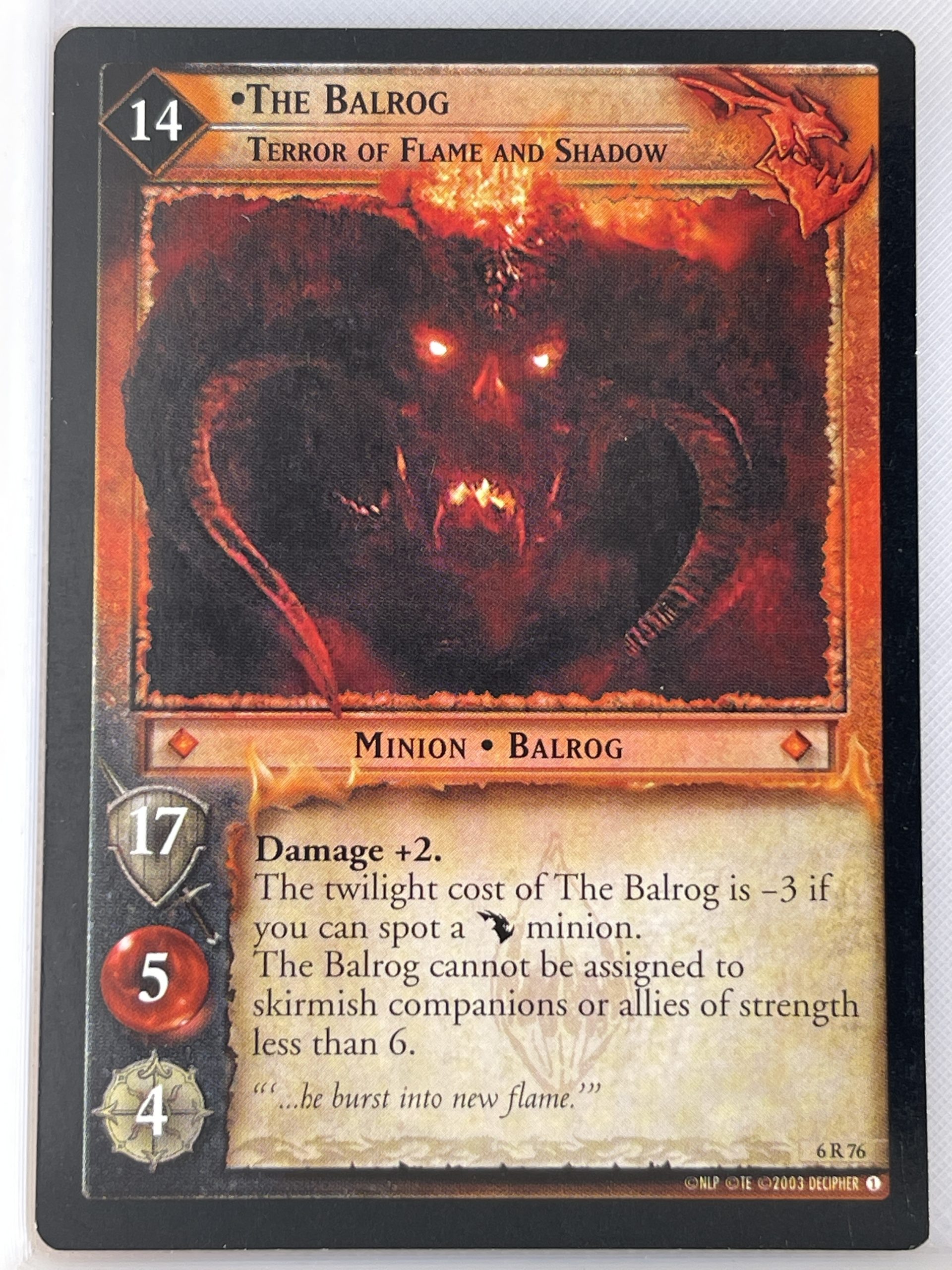 LORD OF THE RINGS TCG ENTS OF FANGORN RARE CARD 6R76 THE BALROG lp