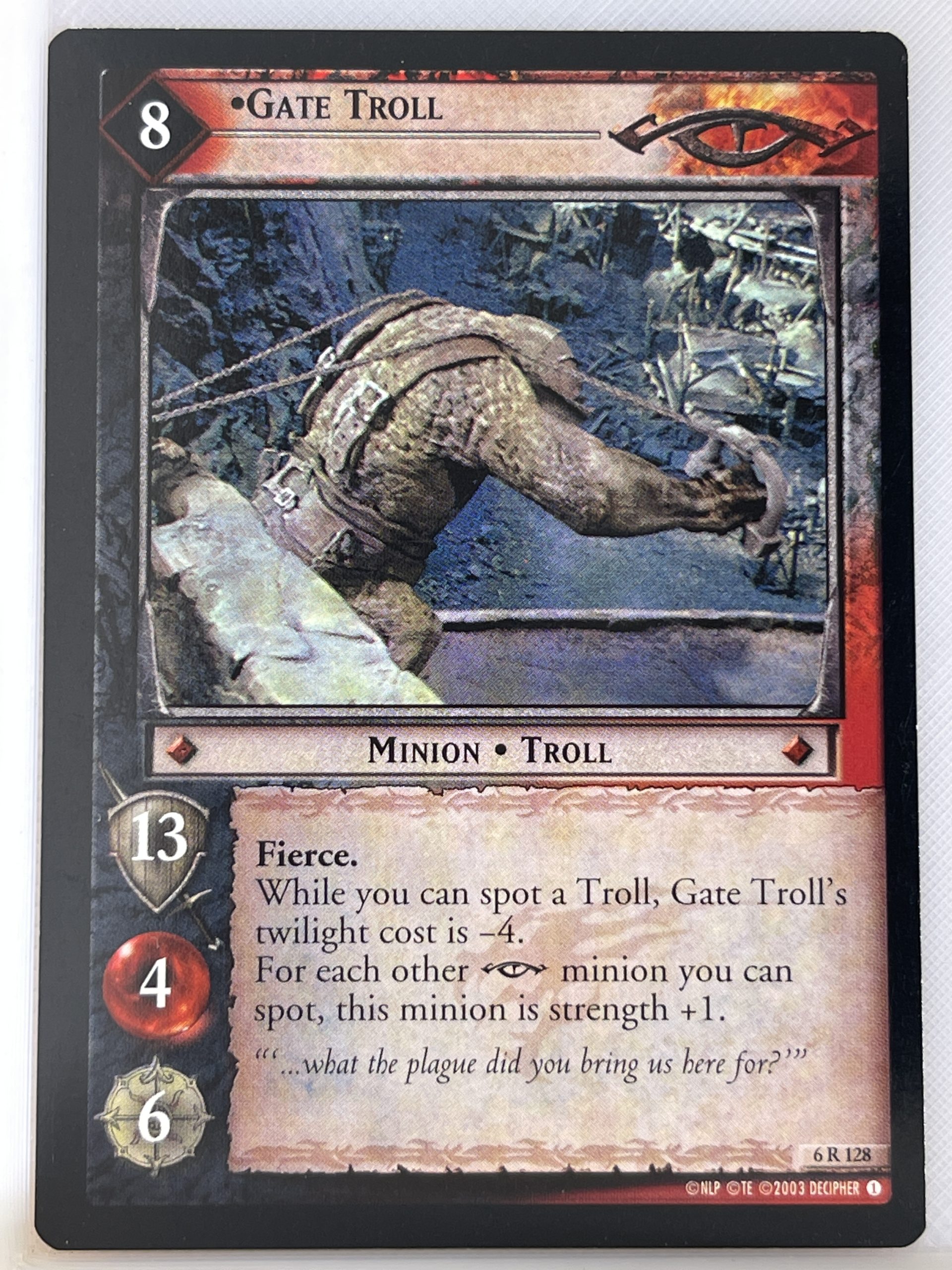 LORD OF THE RINGS TCG ENTS OF FANGORN RARE CARD 6R128 GATE TROLL lp