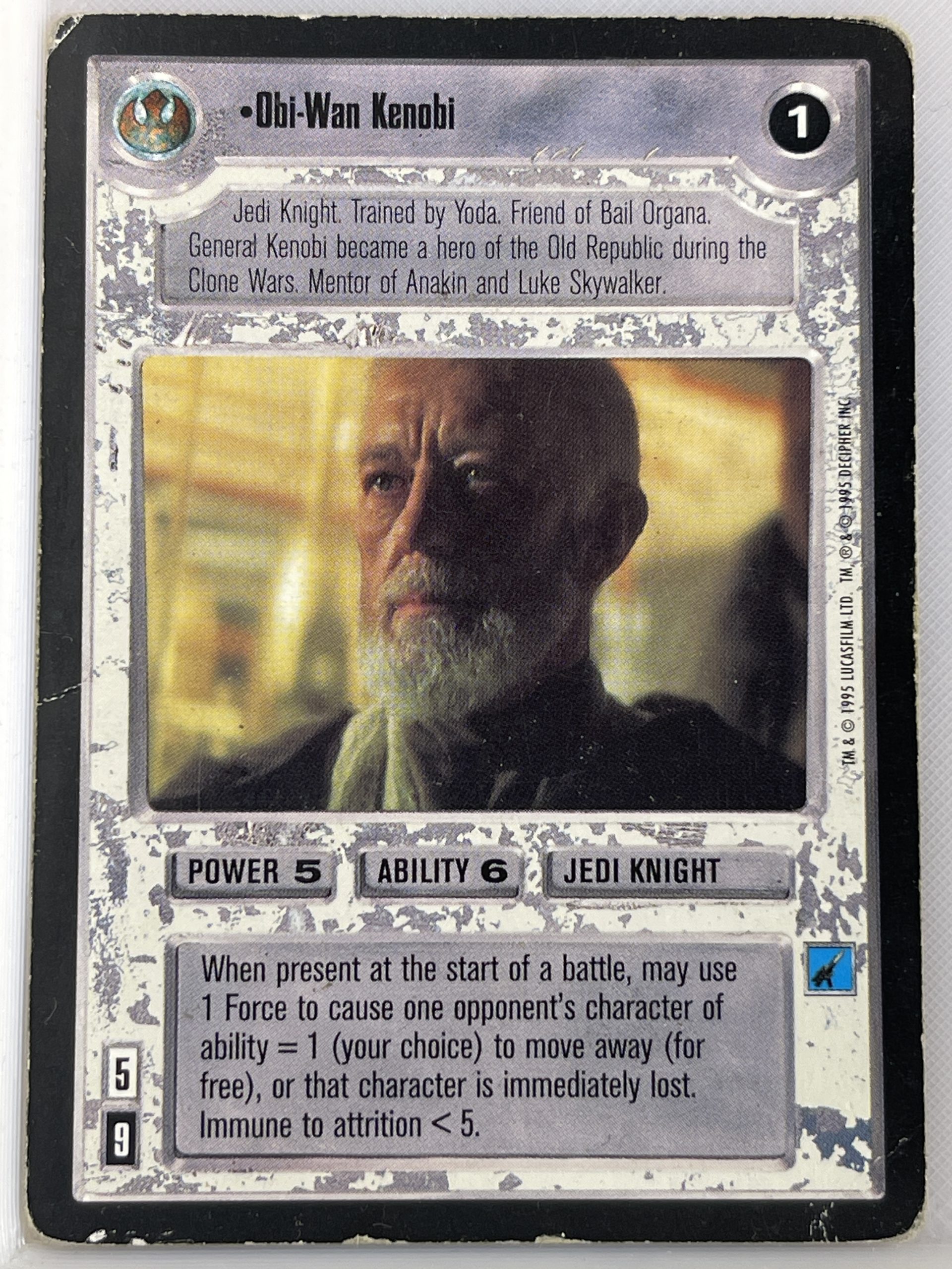 STAR WARS CCG PREMIERE BLACK BORDER RARE OBI-WAN KENOBI (played)