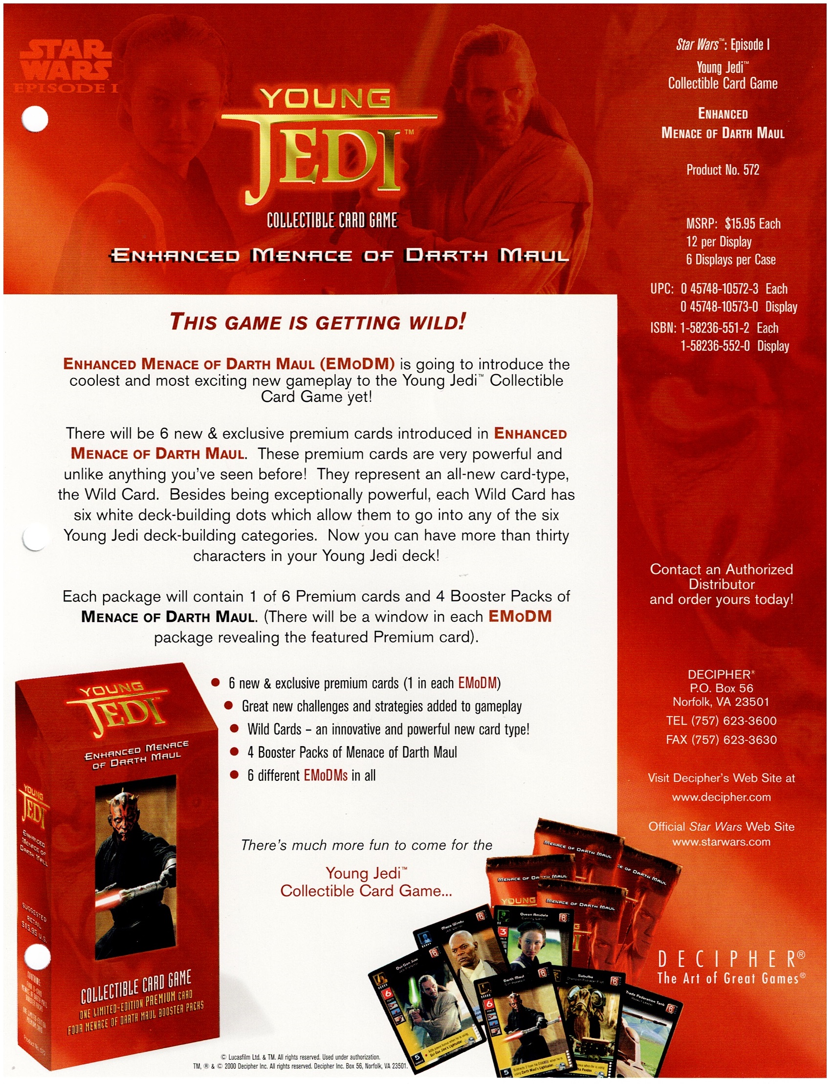 STAR WARS YOUNG JEDI ENHANCED MENACE OF DARTH MAUL SELL SHEET