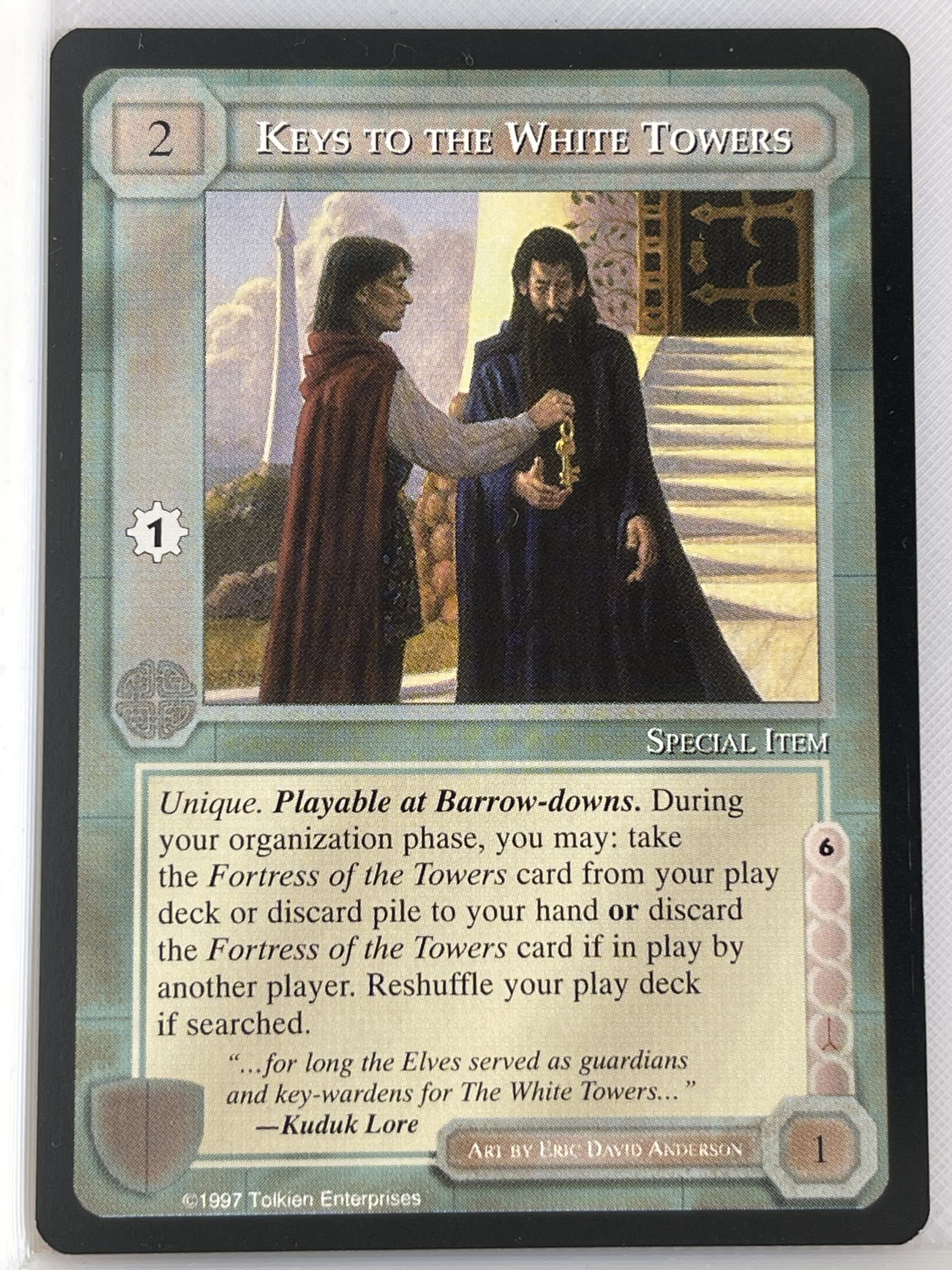MIDDLE EARTH THE WHITE HAND RARE CARD KEYS TO THE WHITE TOWERS ex