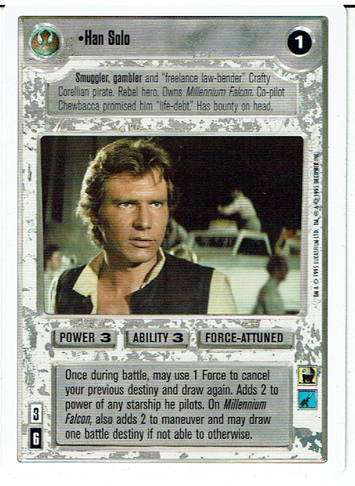 STAR WARS CCG PREMIERE WHITE BORDER RARE HAN SOLO ex