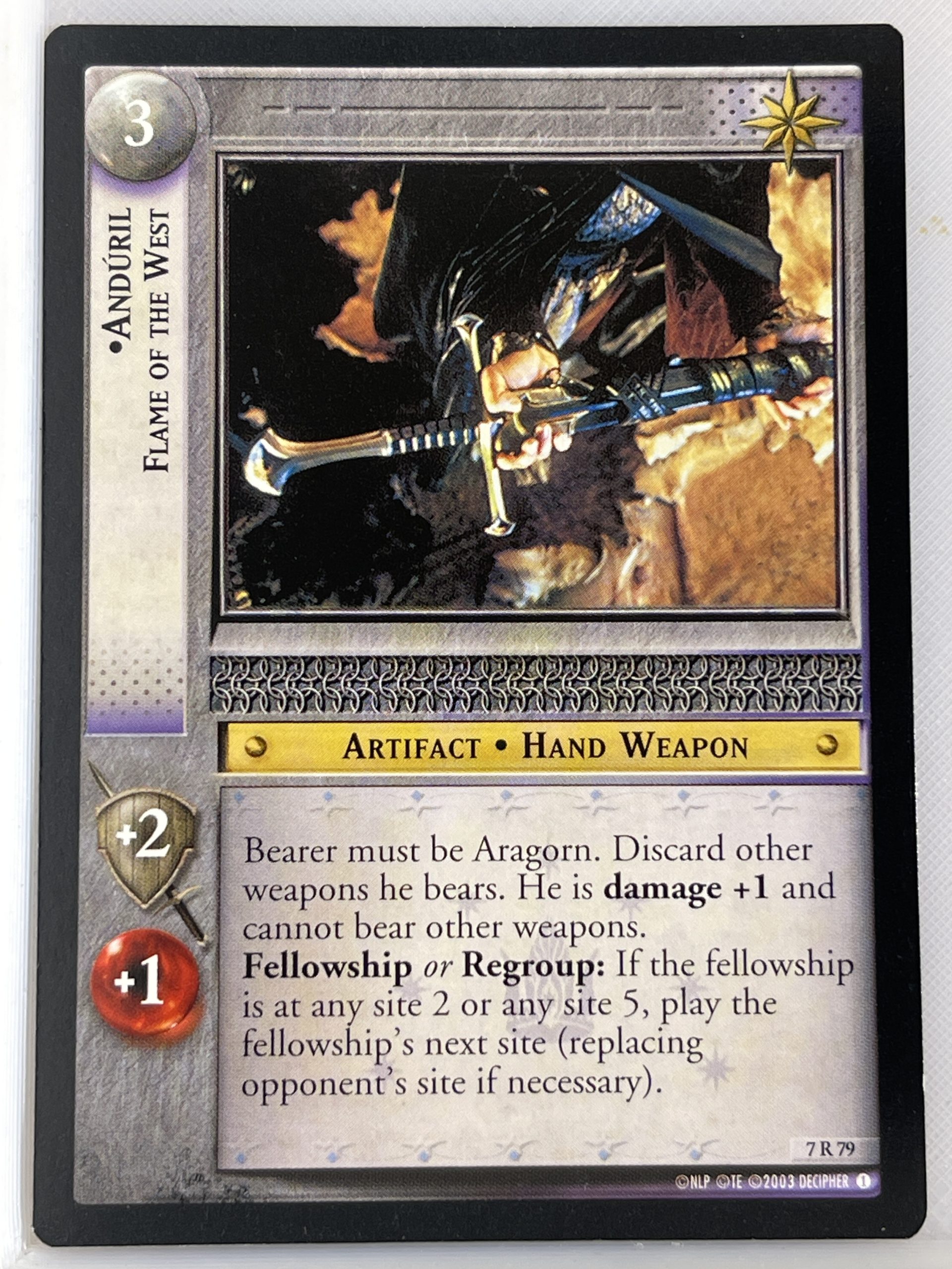 LORD OF THE RINGS TCG RETURN OF THE KING RARE CARD 7R79 ANDURIL EX