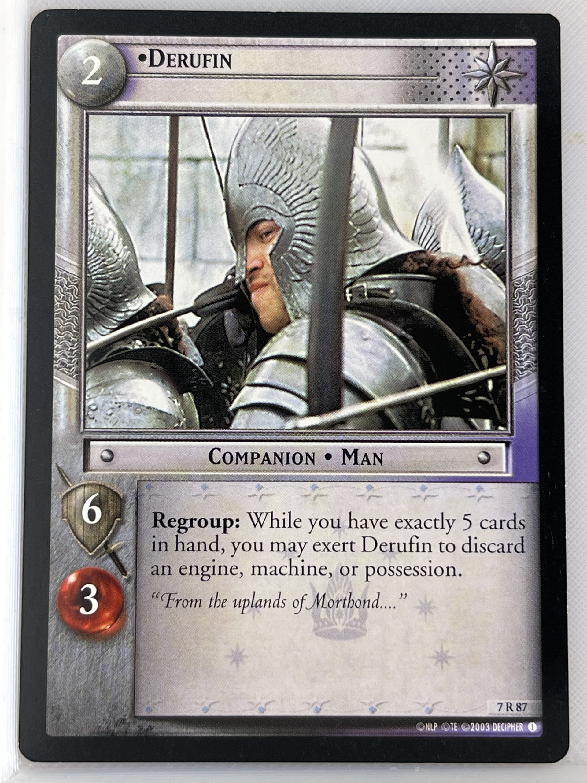LORD OF THE RINGS TCG RETURN OF THE KING RARE CARD 7R87 DERUFIN lp