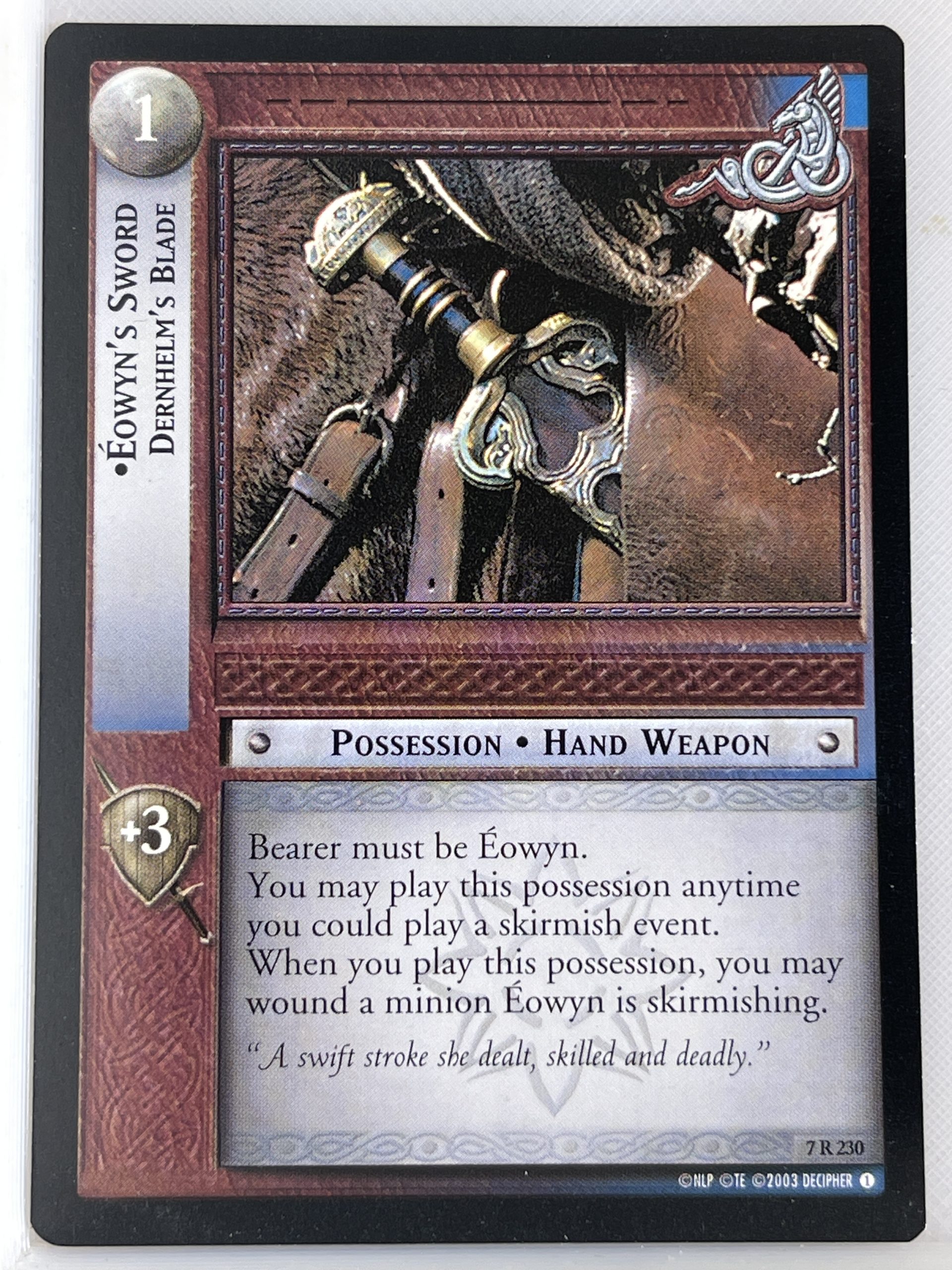LORD OF THE RINGS TCG RETURN OF THE KING RARE CARD 7R230 EOWYN'S SWORD lp