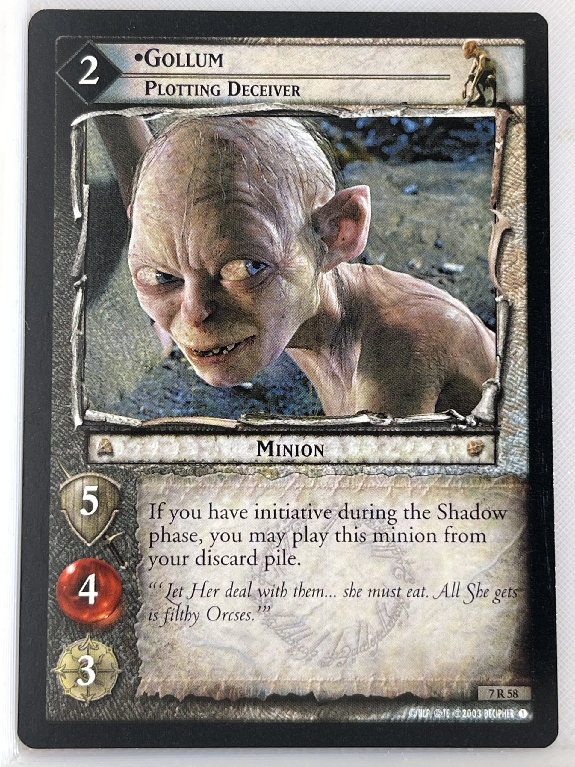 LORD OF THE RINGS TCG RETURN OF THE KING RARE CARD 7R58 GOLLUM lp