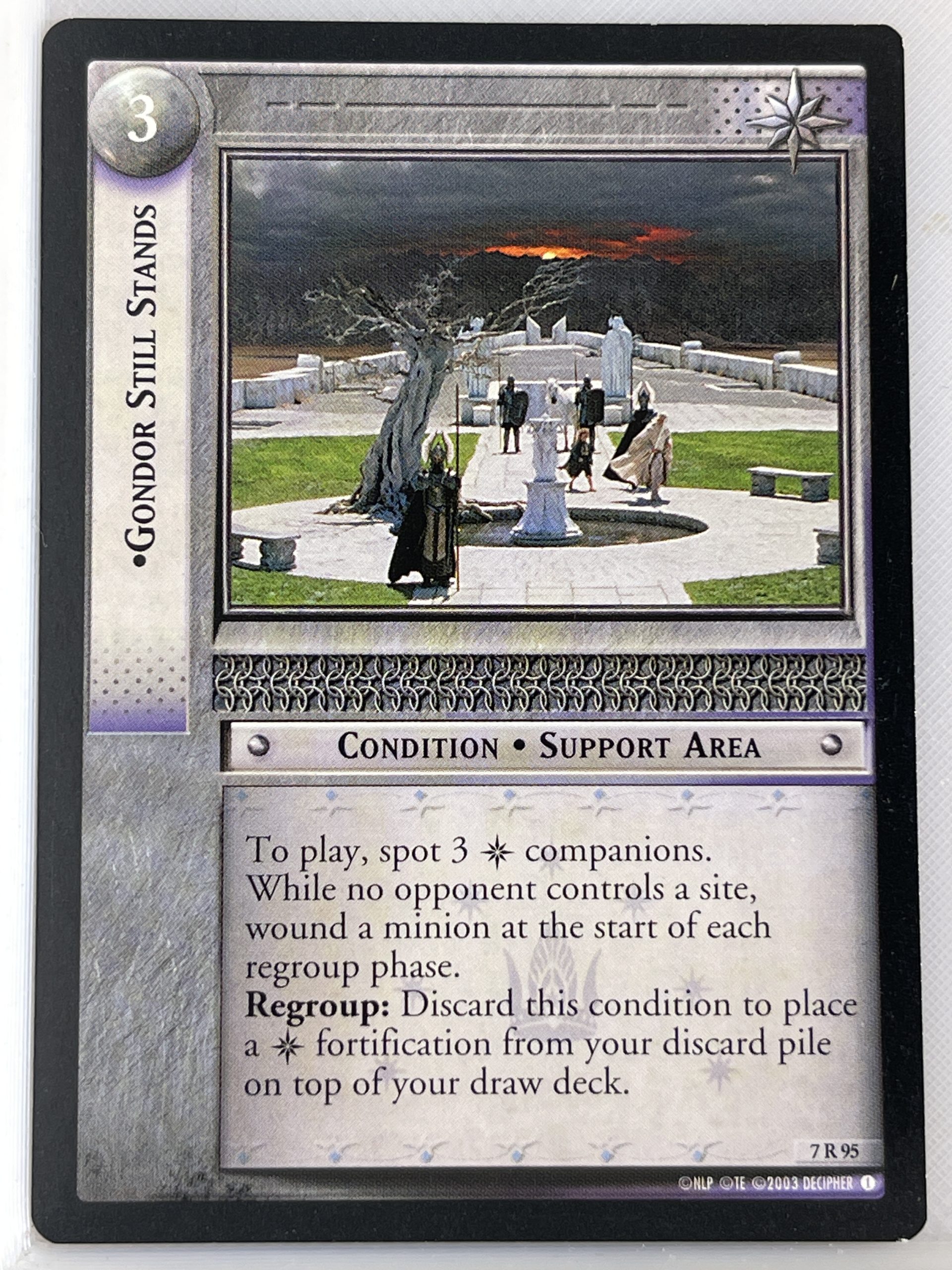 LORD OF THE RINGS TCG RETURN OF THE KING RARE CARD 7R95 GONDOR STILL STANDS lp