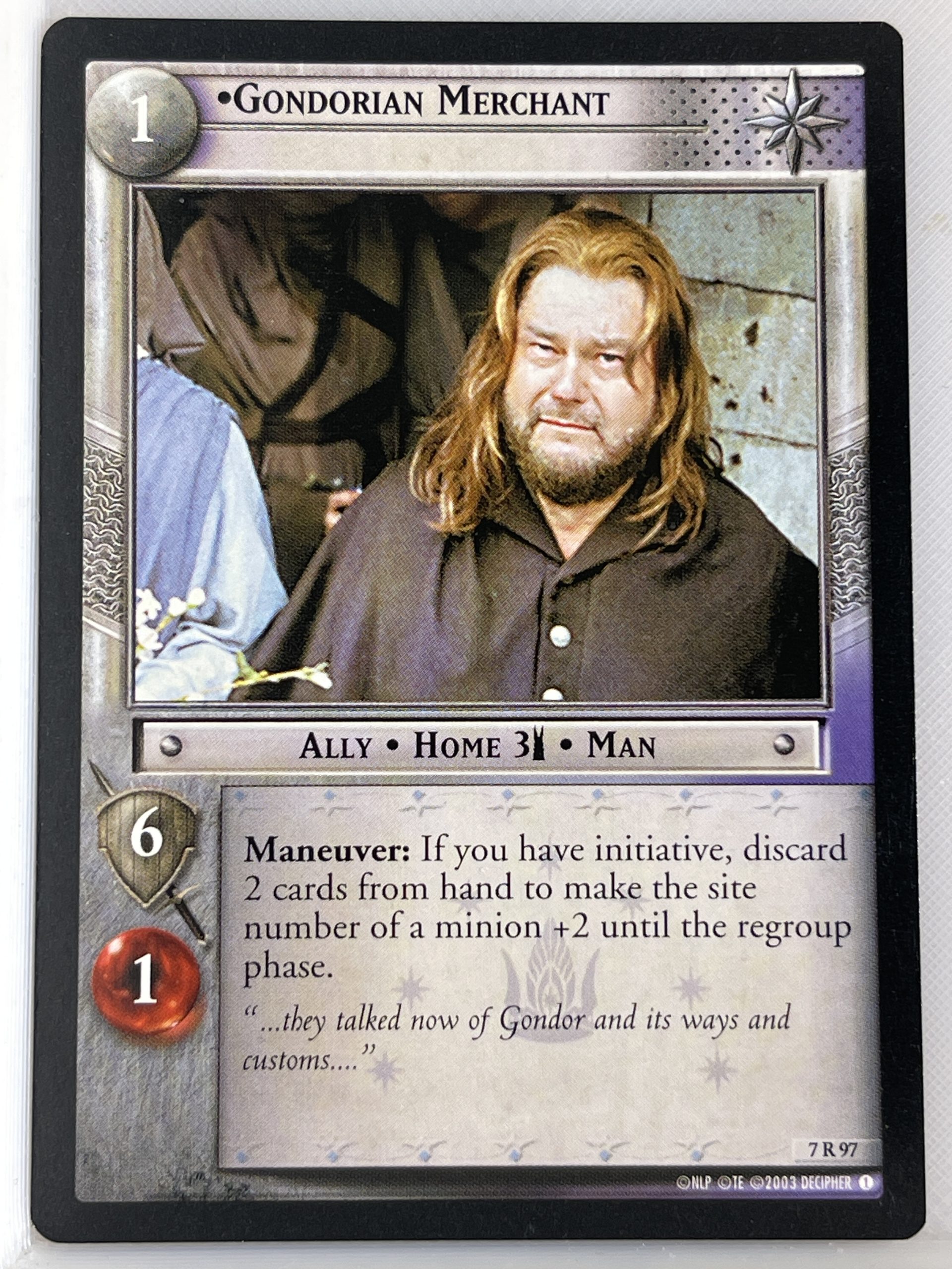 LORD OF THE RINGS TCG RETURN OF THE KING RARE CARD 7R97 GONDARIAN MERCHANT lp
