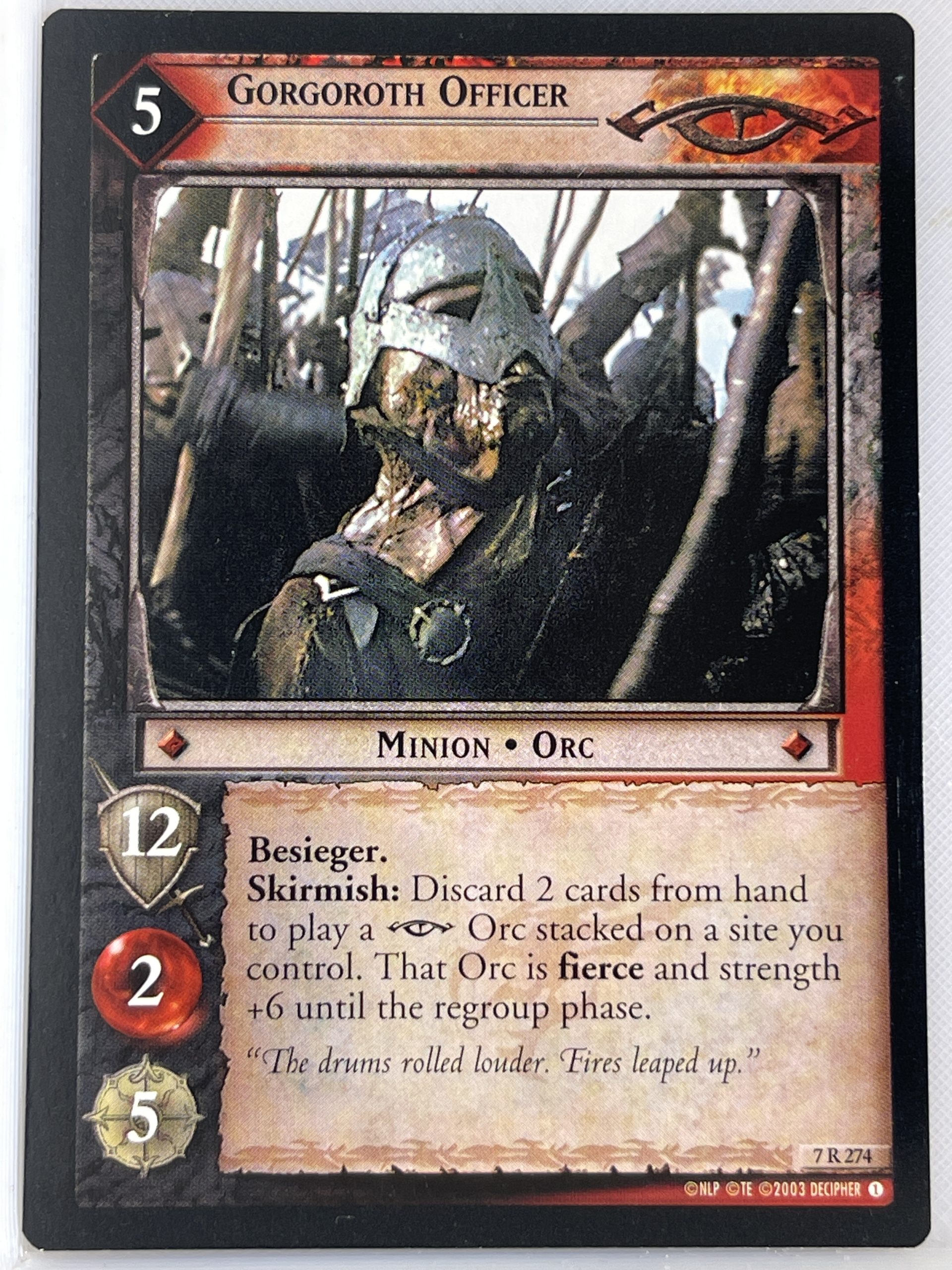 LORD OF THE RINGS TCG RETURN OF THE KING RARE CARD 7R274 GORGOROTH OFFICER lp