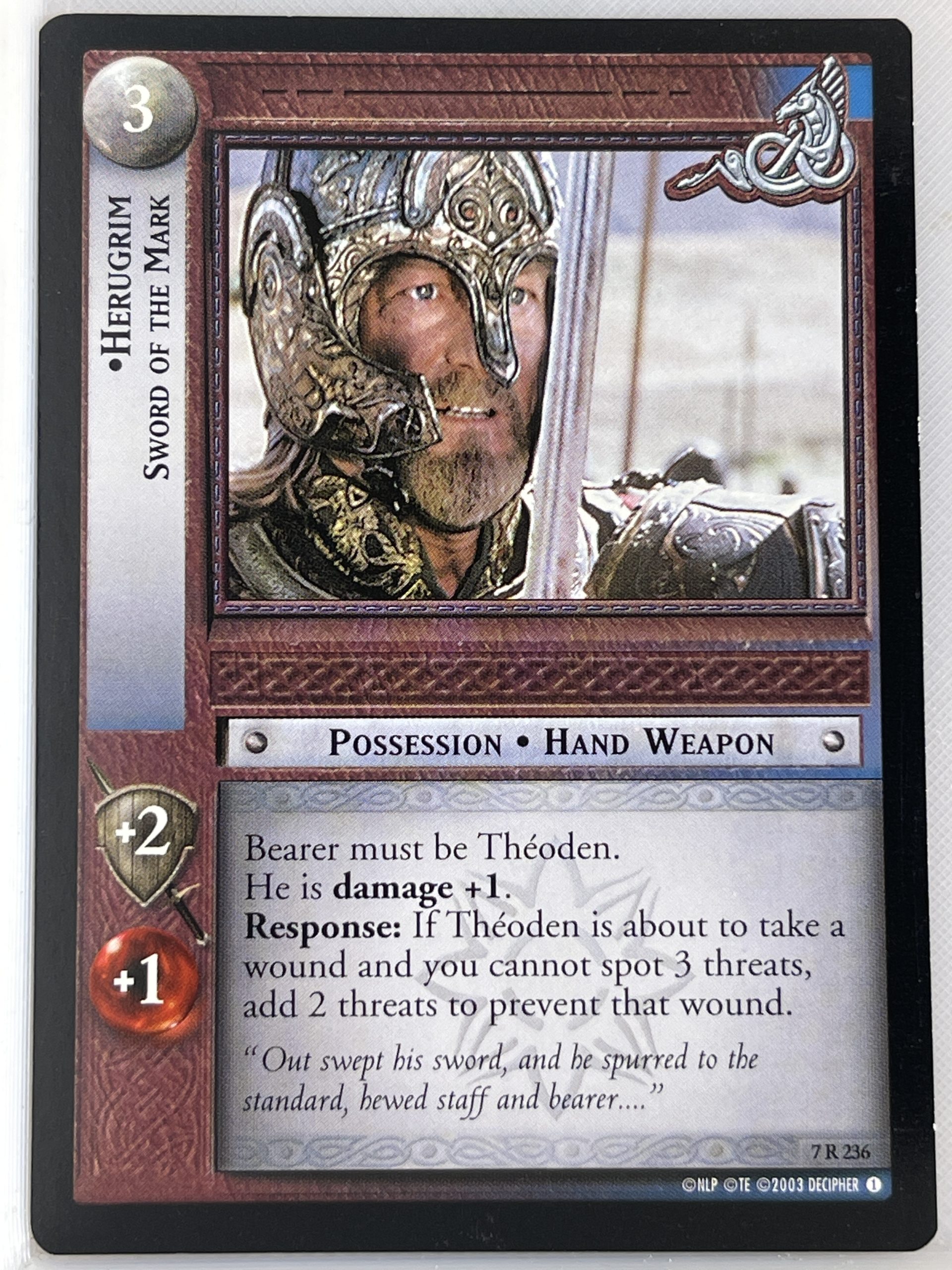 LORD OF THE RINGS TCG RETURN OF THE KING RARE CARD 7R236 HERUGRIM lp