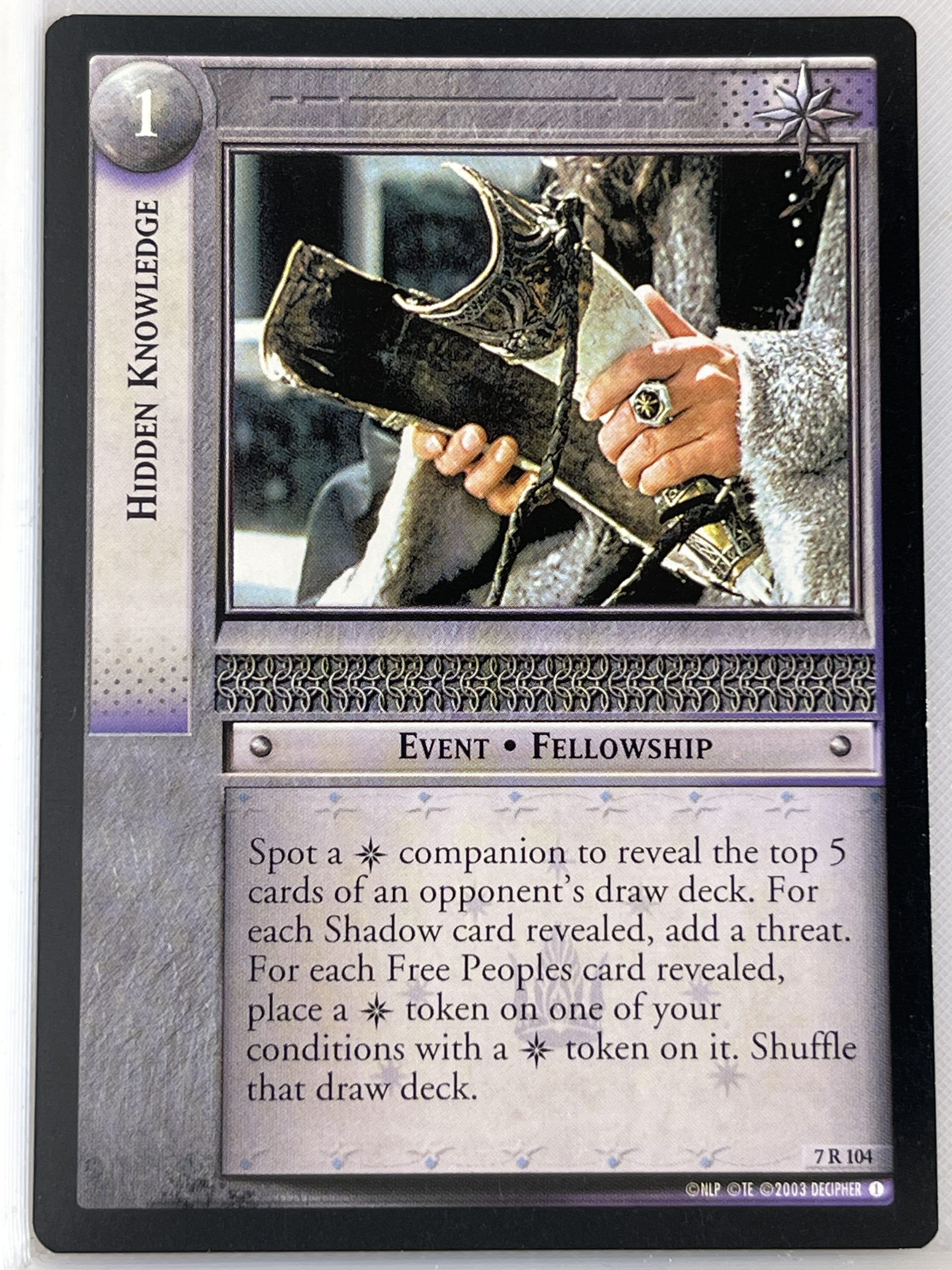 LORD OF THE RINGS TCG RETURN OF THE KING RARE CARD 7R104 HIDDEN KNOWLEDGE lp