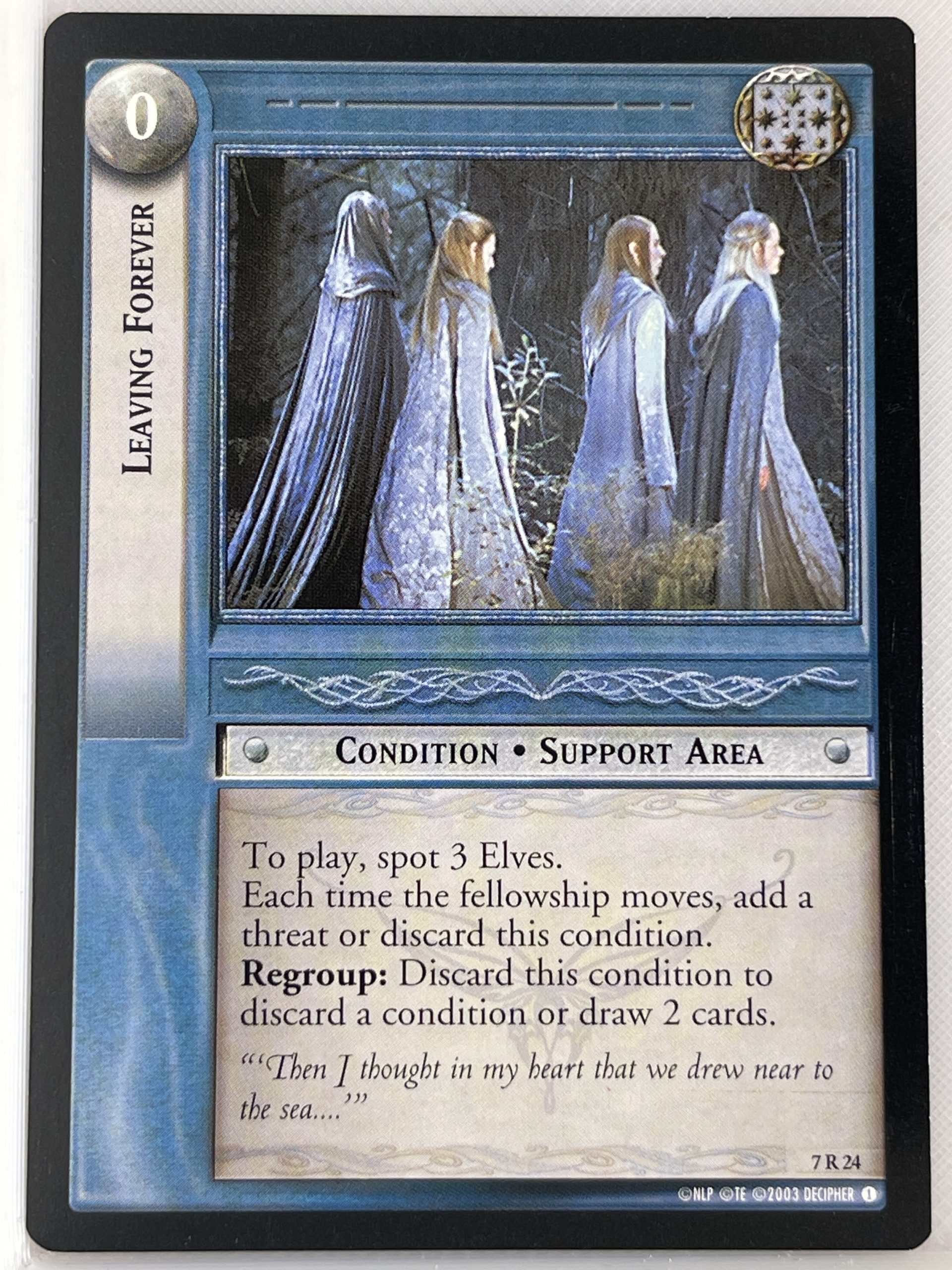 LORD OF THE RINGS TCG RETURN OF THE KING RARE CARD 7R24 LEAVING FOREVER lp