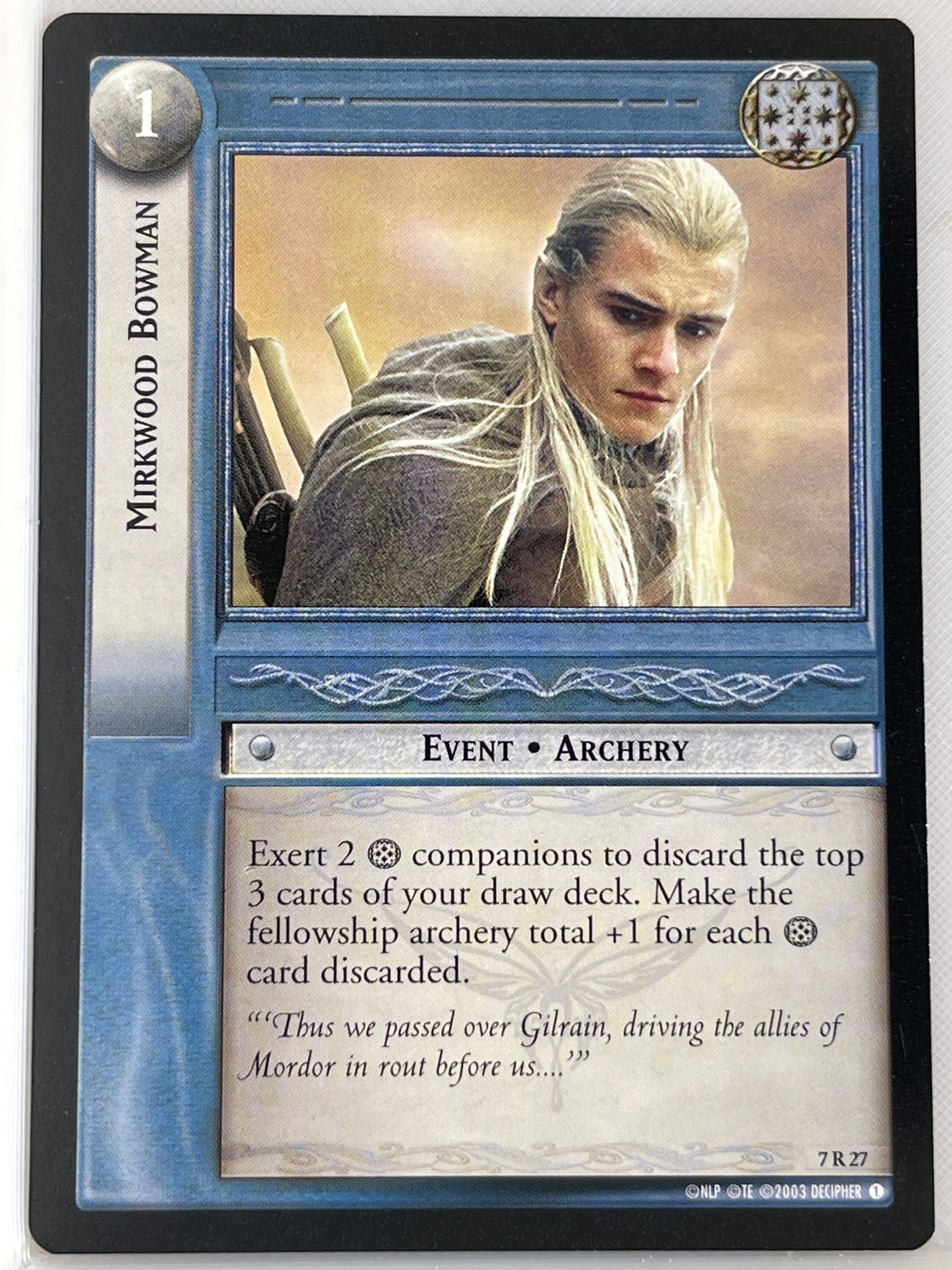 LORD OF THE RINGS TCG RETURN OF THE KING RARE CARD 7R27 MIRKWOOD BOWMAN lp