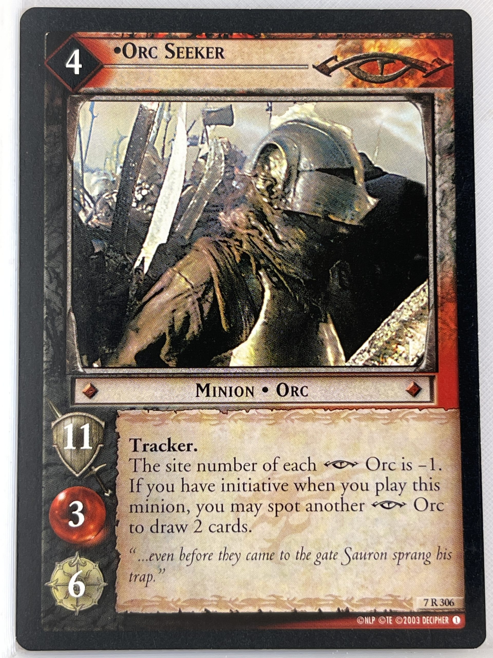 LORD OF THE RINGS TCG RETURN OF THE KING RARE CARD 7R306 ORK SEEKER lp