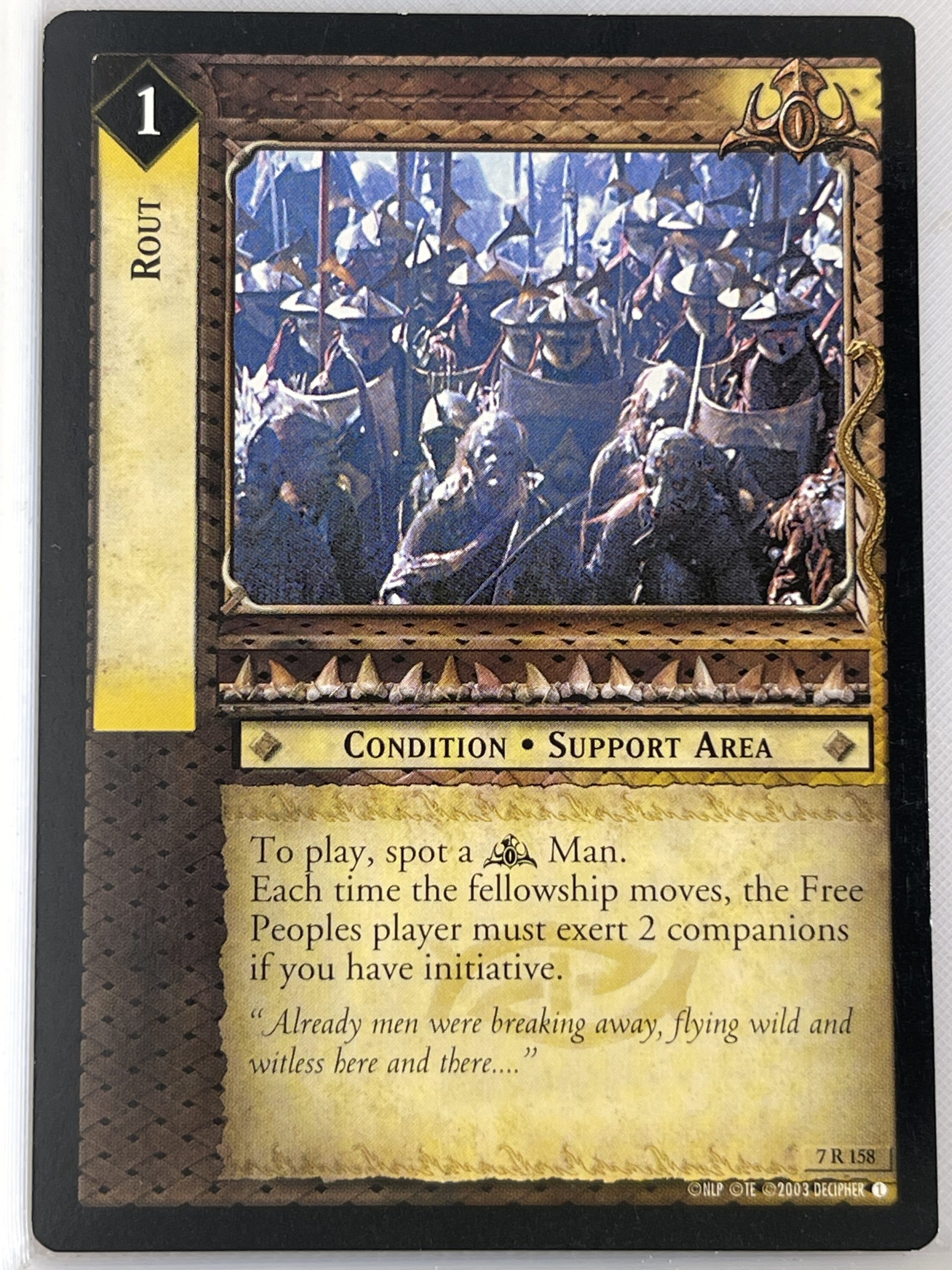 LORD OF THE RINGS TCG RETURN OF THE KING RARE CARD 7R158 ROUT lp