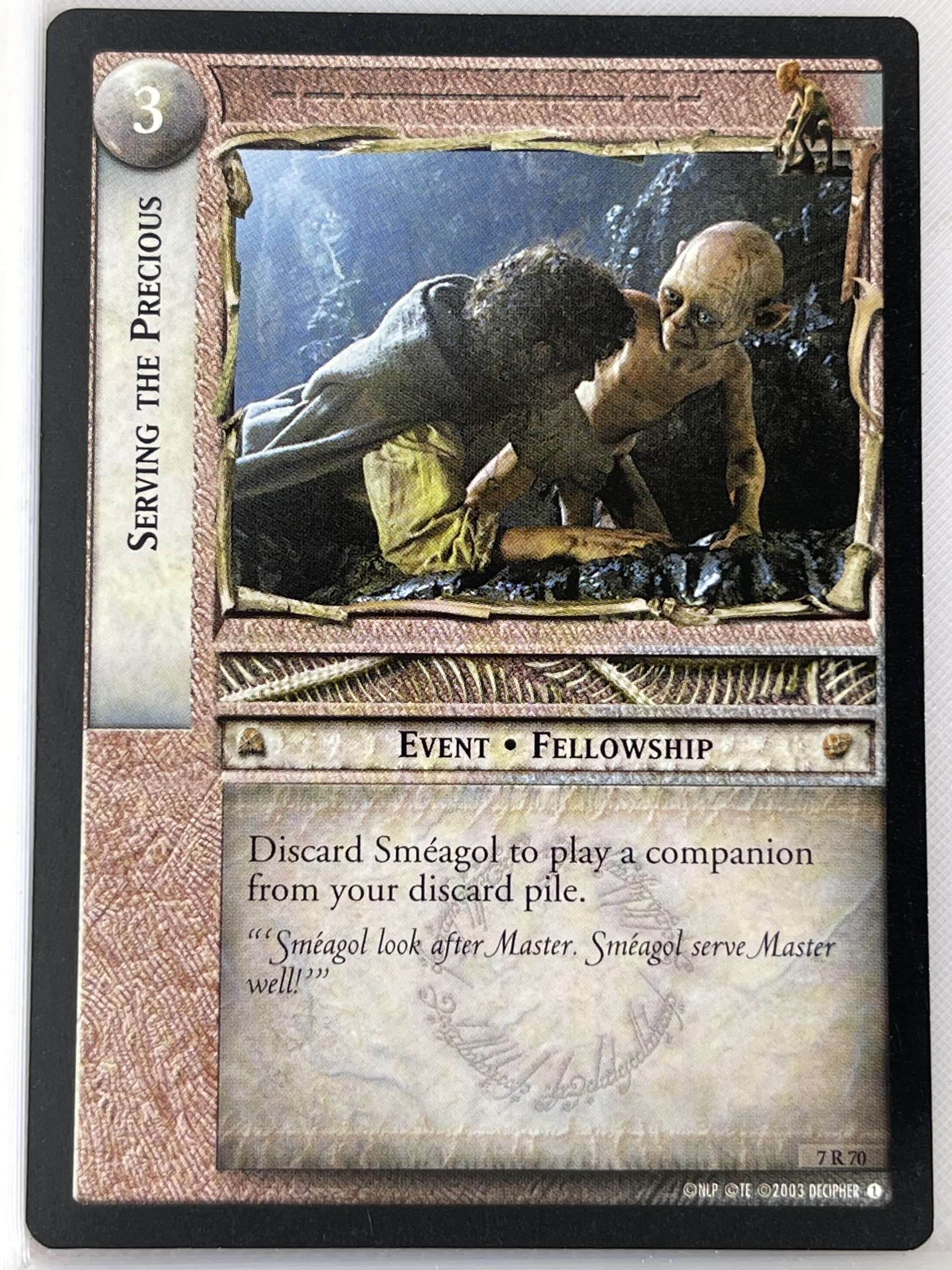 LORD OF THE RINGS TCG RETURN OF THE KING RARE CARD 7R70 SERVING THE PRECIOUS lp