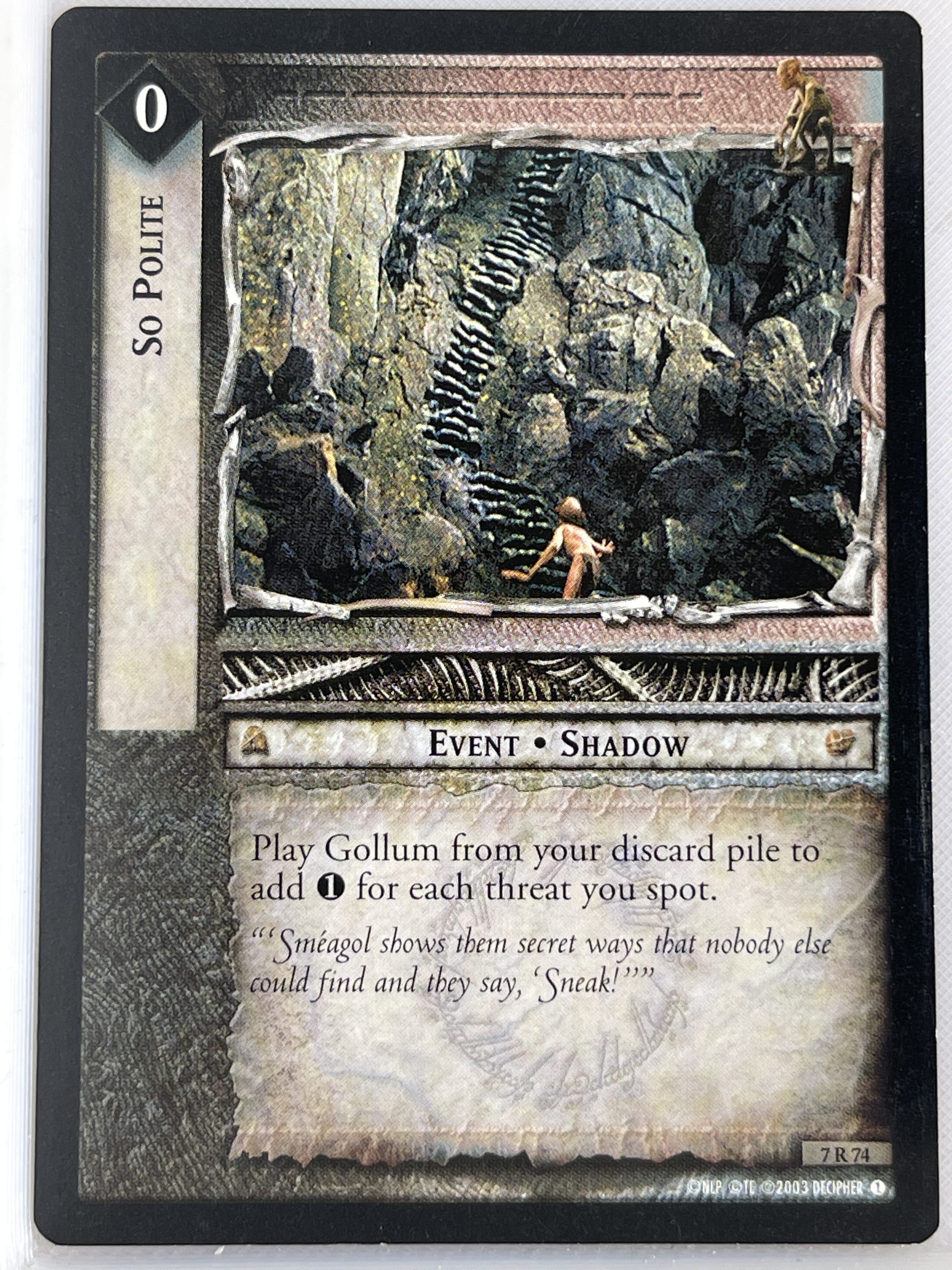 LORD OF THE RINGS TCG RETURN OF THE KING RARE CARD 7R74  SO POLITE lp