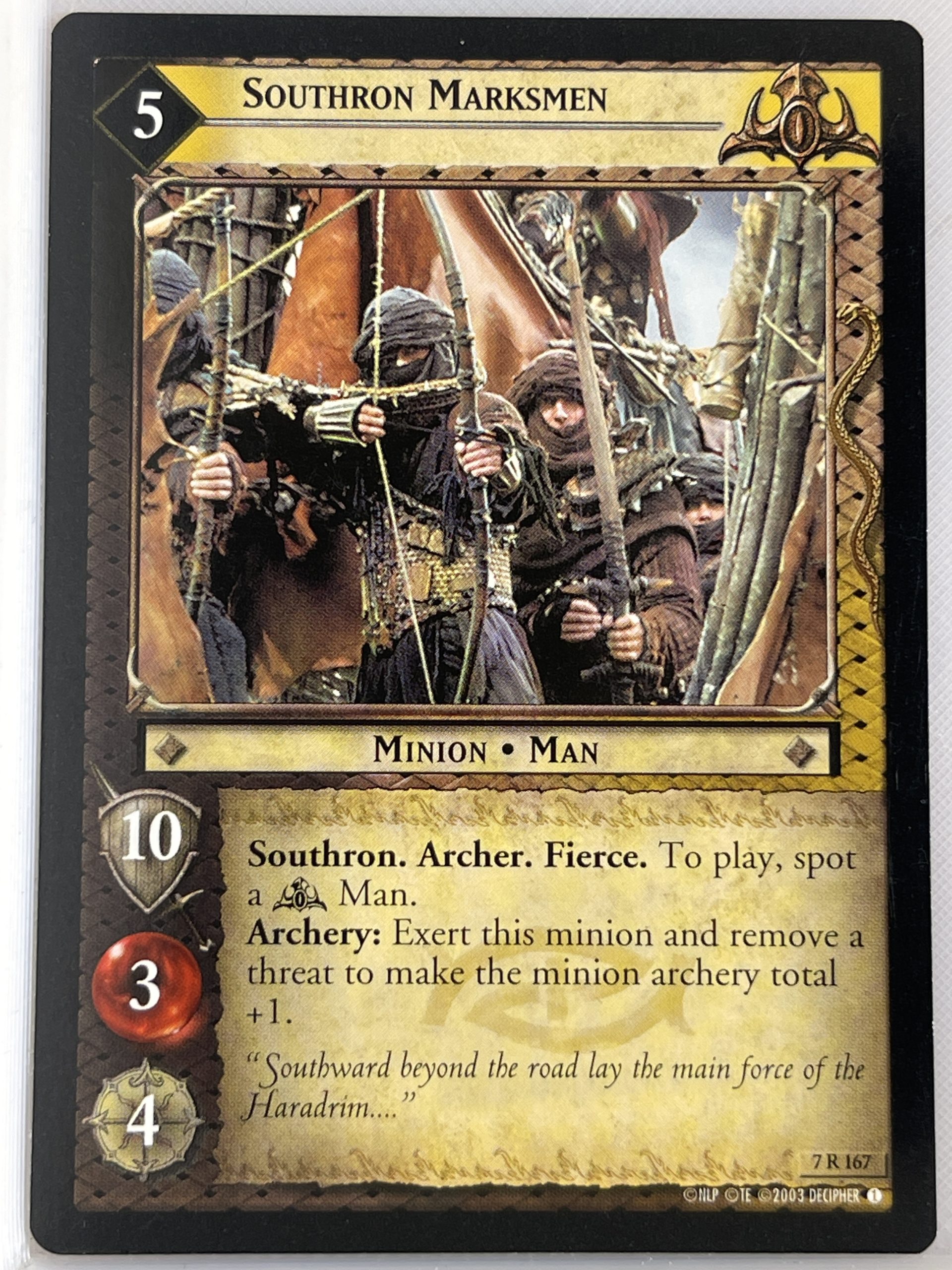 LORD OF THE RINGS TCG RETURN OF THE KING RARE CARD 7R167 SOUTHRON MARKSMEN lp
