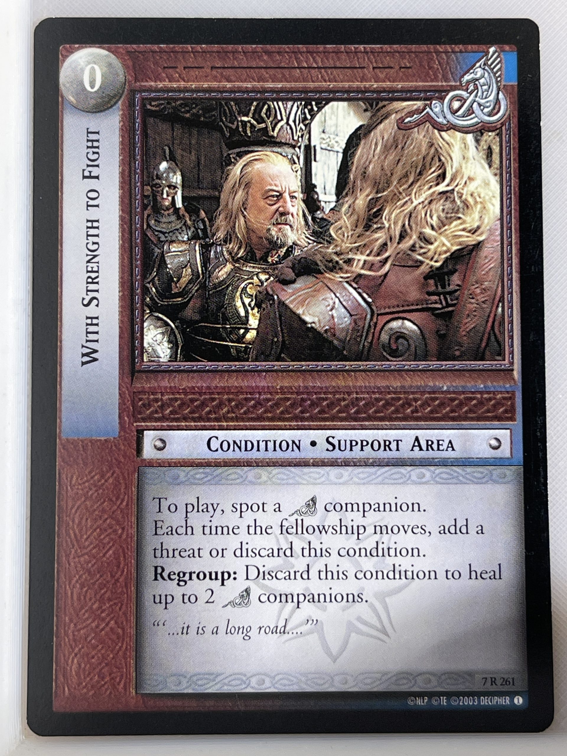 LORD OF THE RINGS TCG RETURN OF THE KING RARE CARD 7R261 WITH STRENGTH TO FIGHT lp